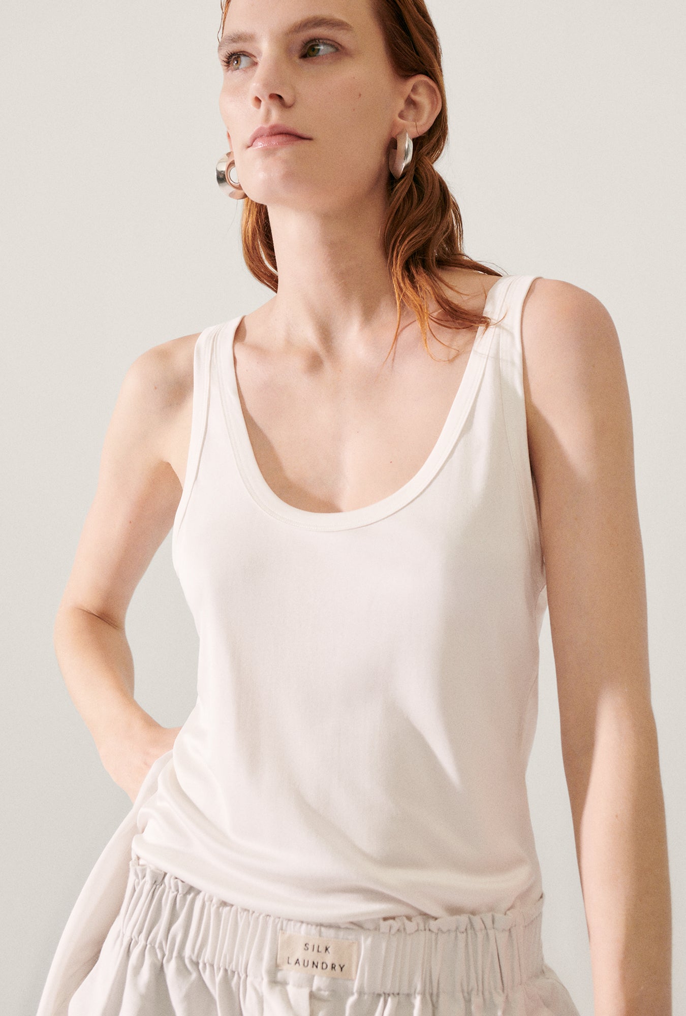 Jersey Scoop Tank White