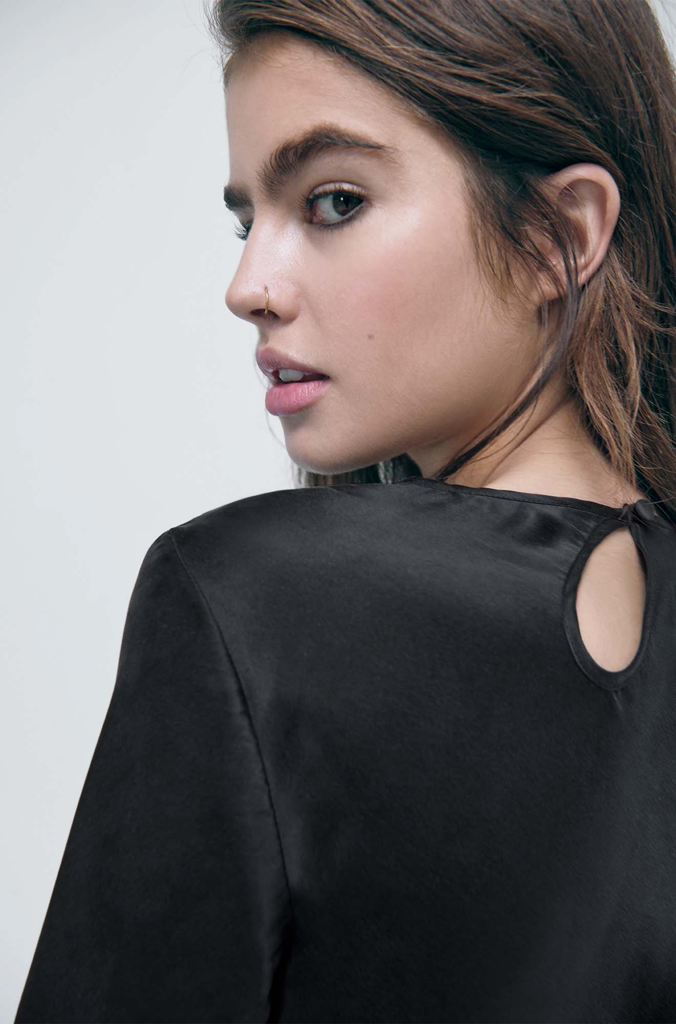 Short Sleeve Bias Top Black