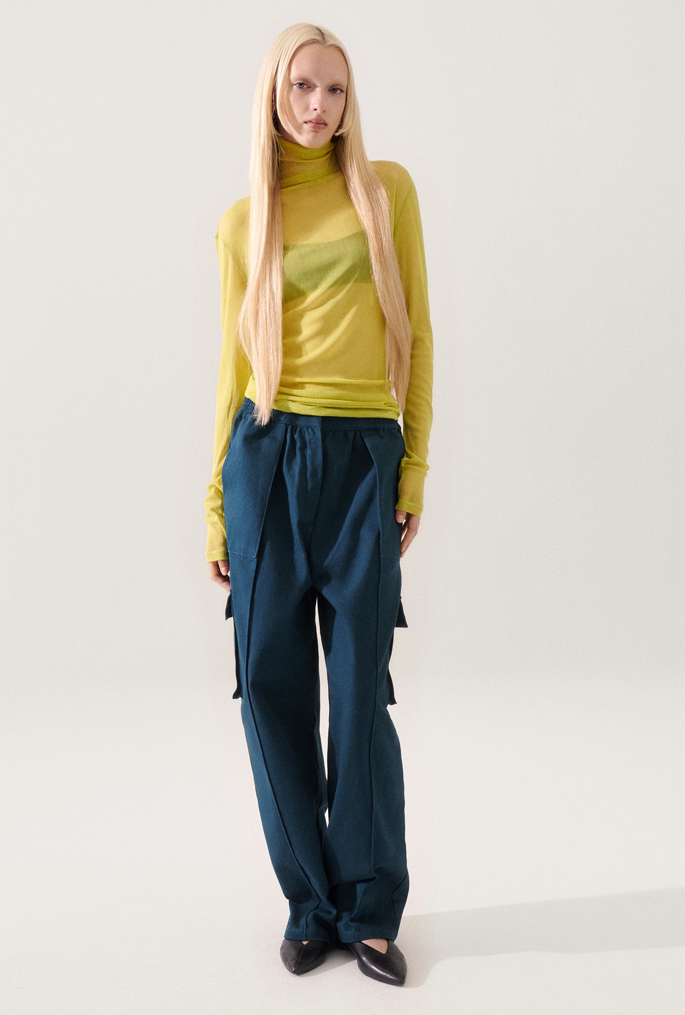 Silk Mesh Turtleneck Absinthe