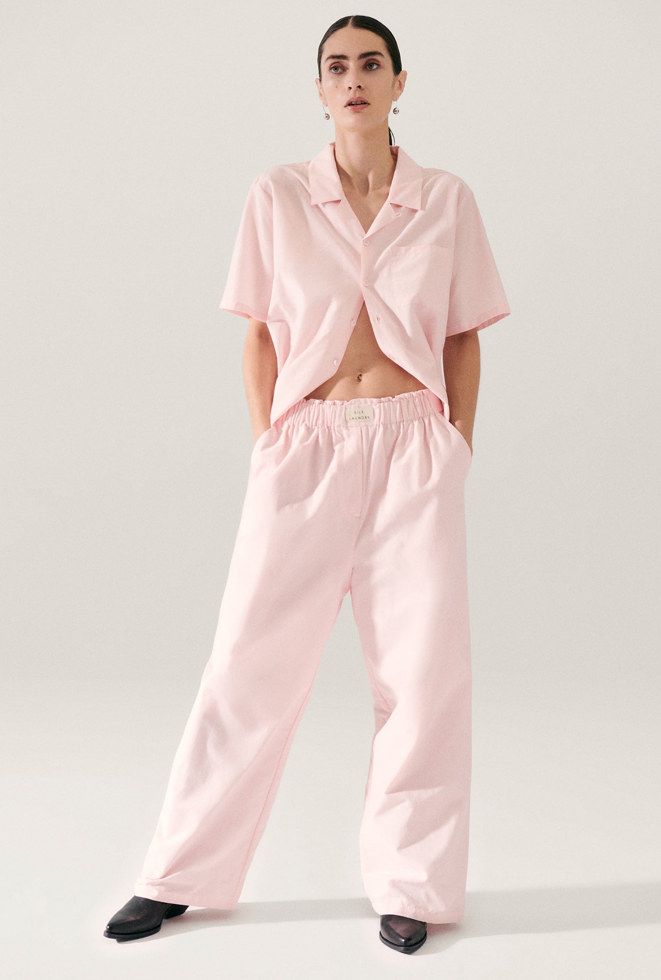 Cotton Silk Paper Bag Pants Hydrogen