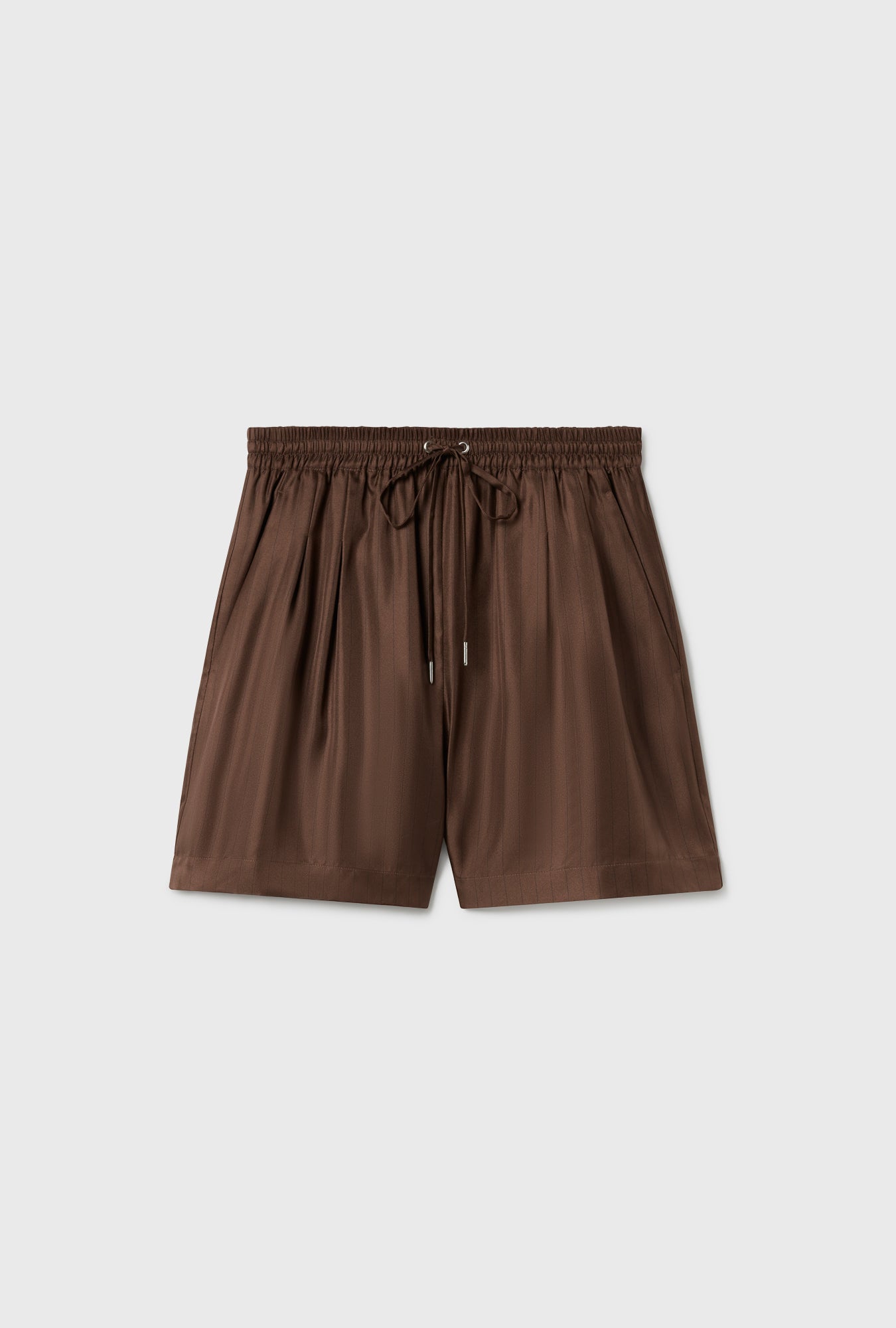 Twill Slouch Shorts Dark Earth Pinstripe