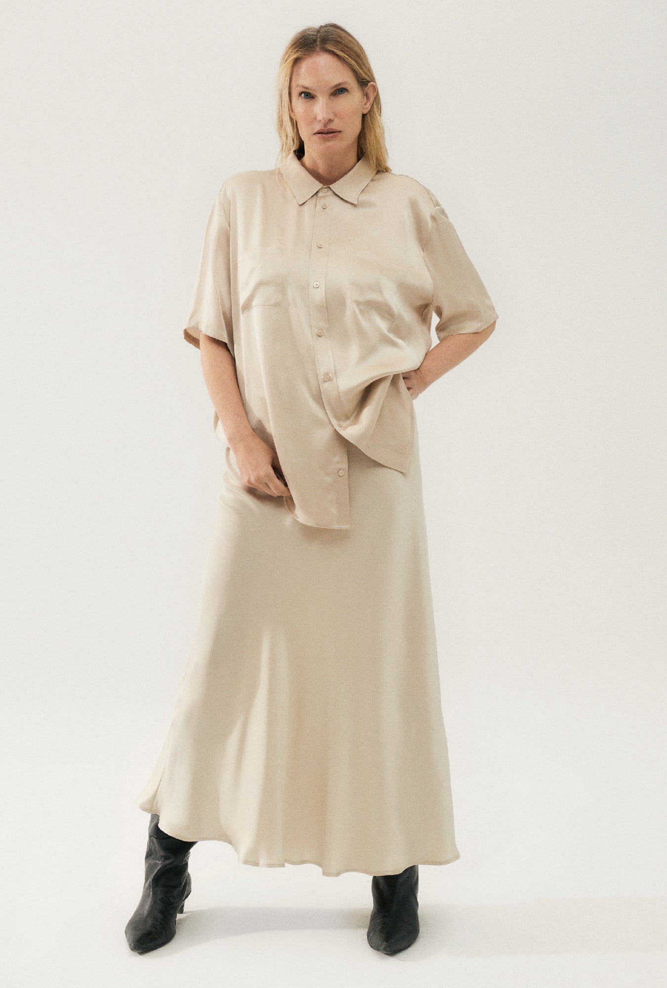 Short Sleeve Boyfriend Shirt Hazelnut