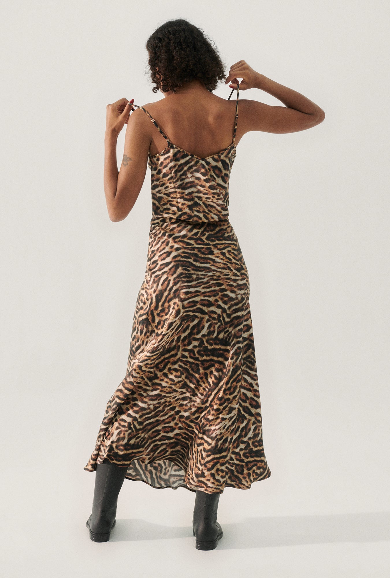 Long Bias Cut Skirt Leopard