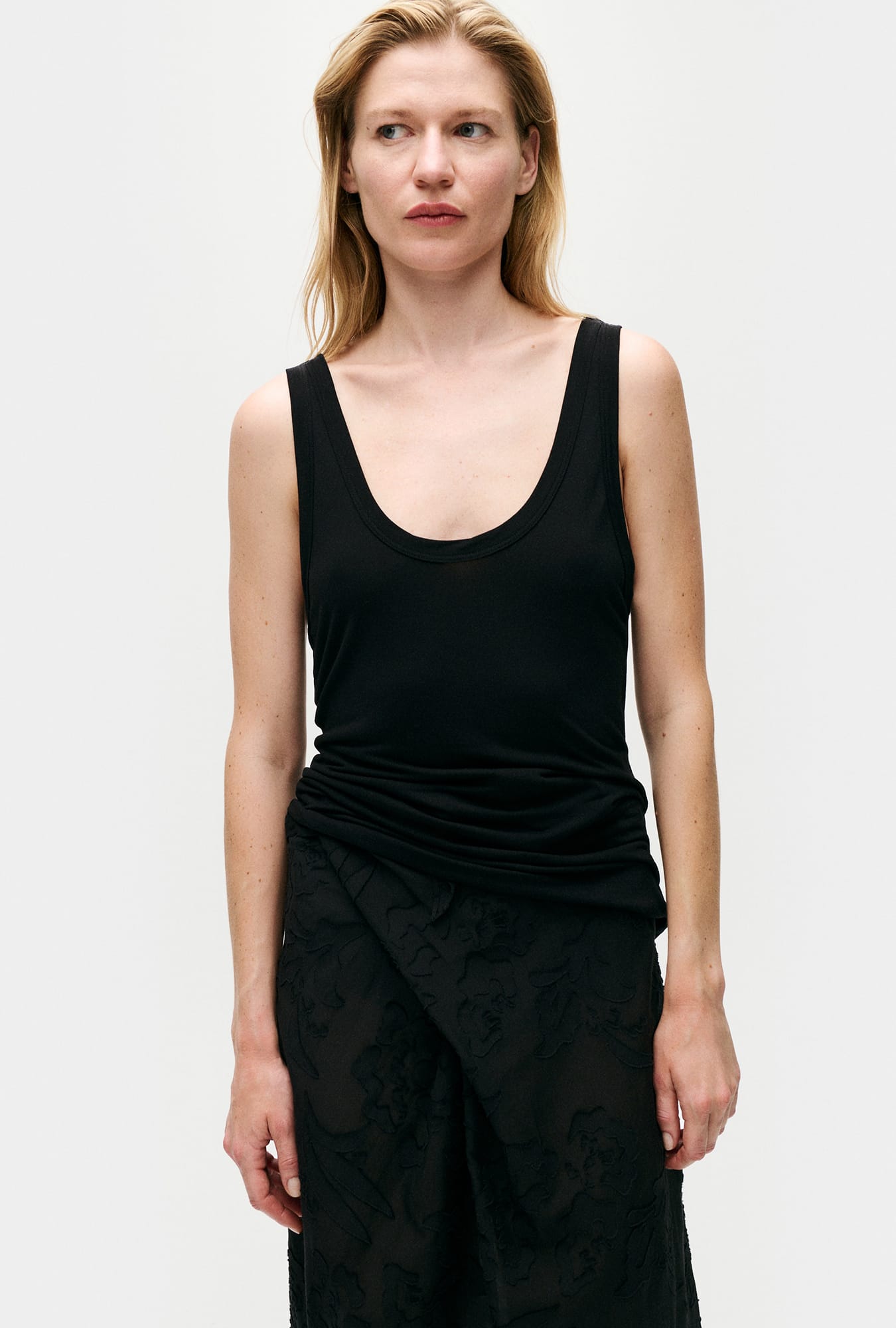 Jersey Modal Scoop Tank Black