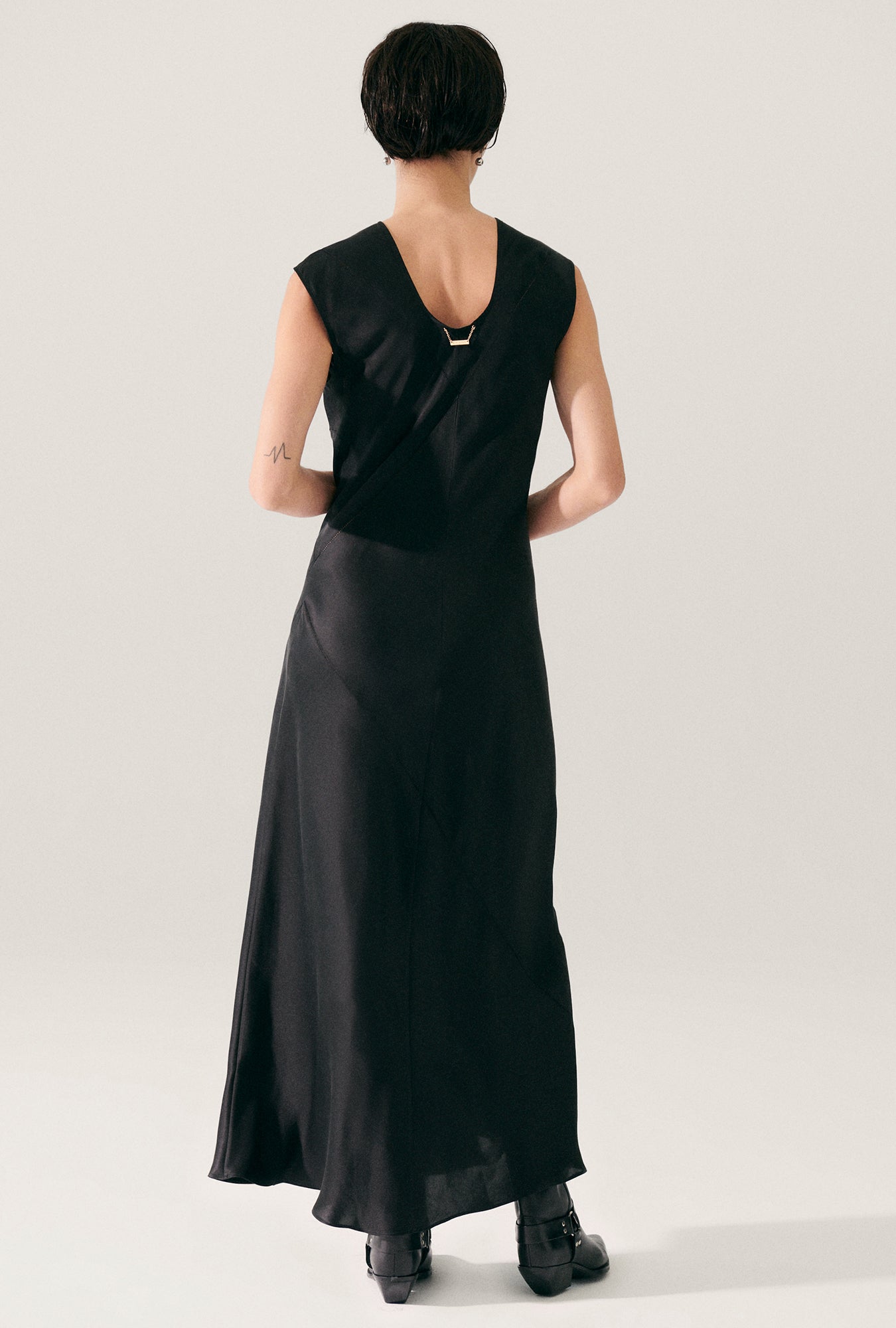 Splice Sleeveless Dress Black