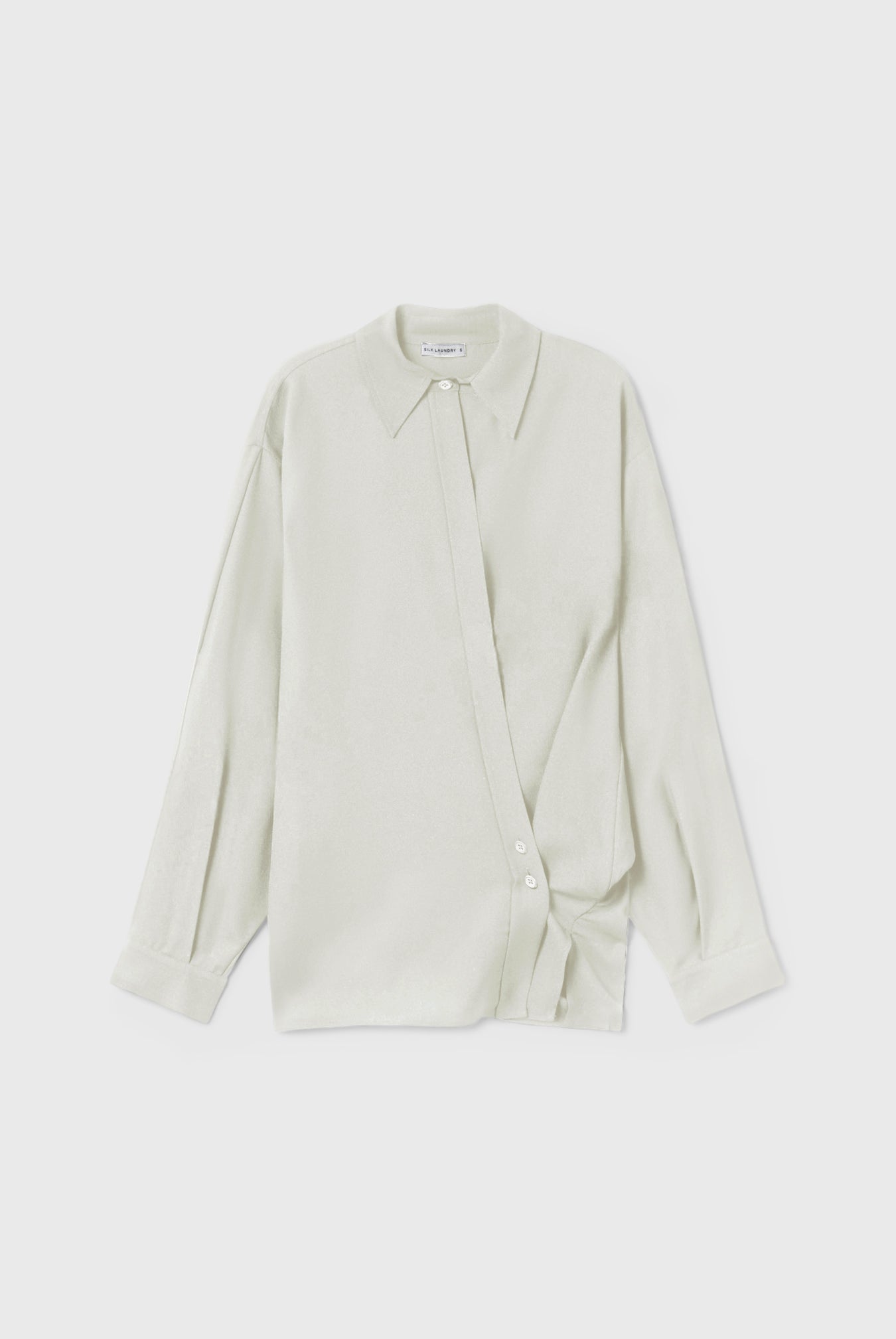 Wool Silk Crossover Shirt Off-White
