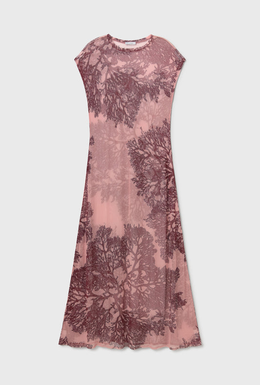 MESH DRESS PRESSED CORAL