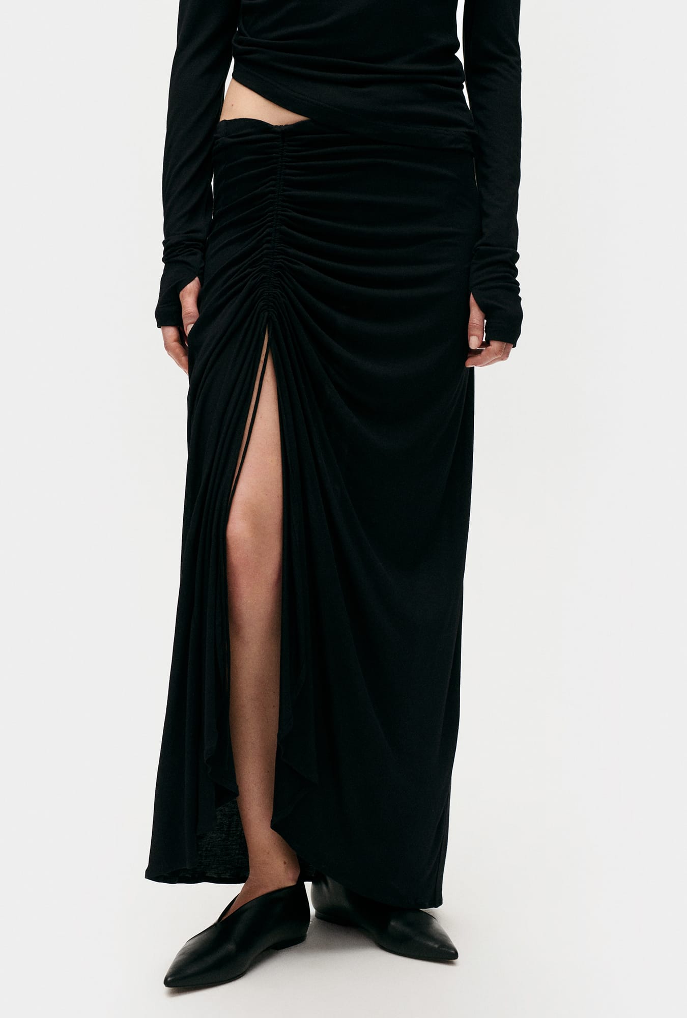 Jersey Modal Ruched Skirt Black