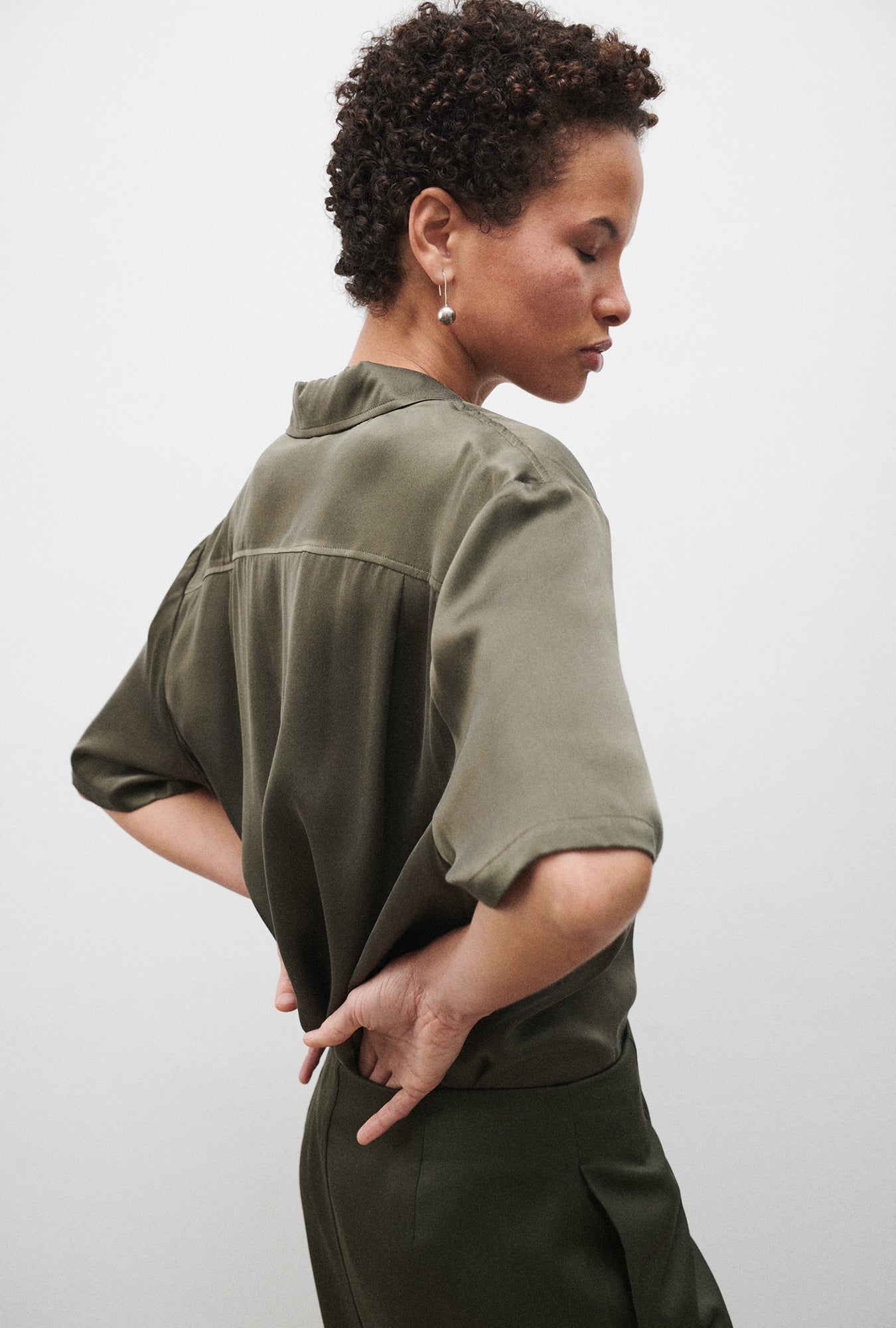Short Sleeve Boyfriend Shirt Pine