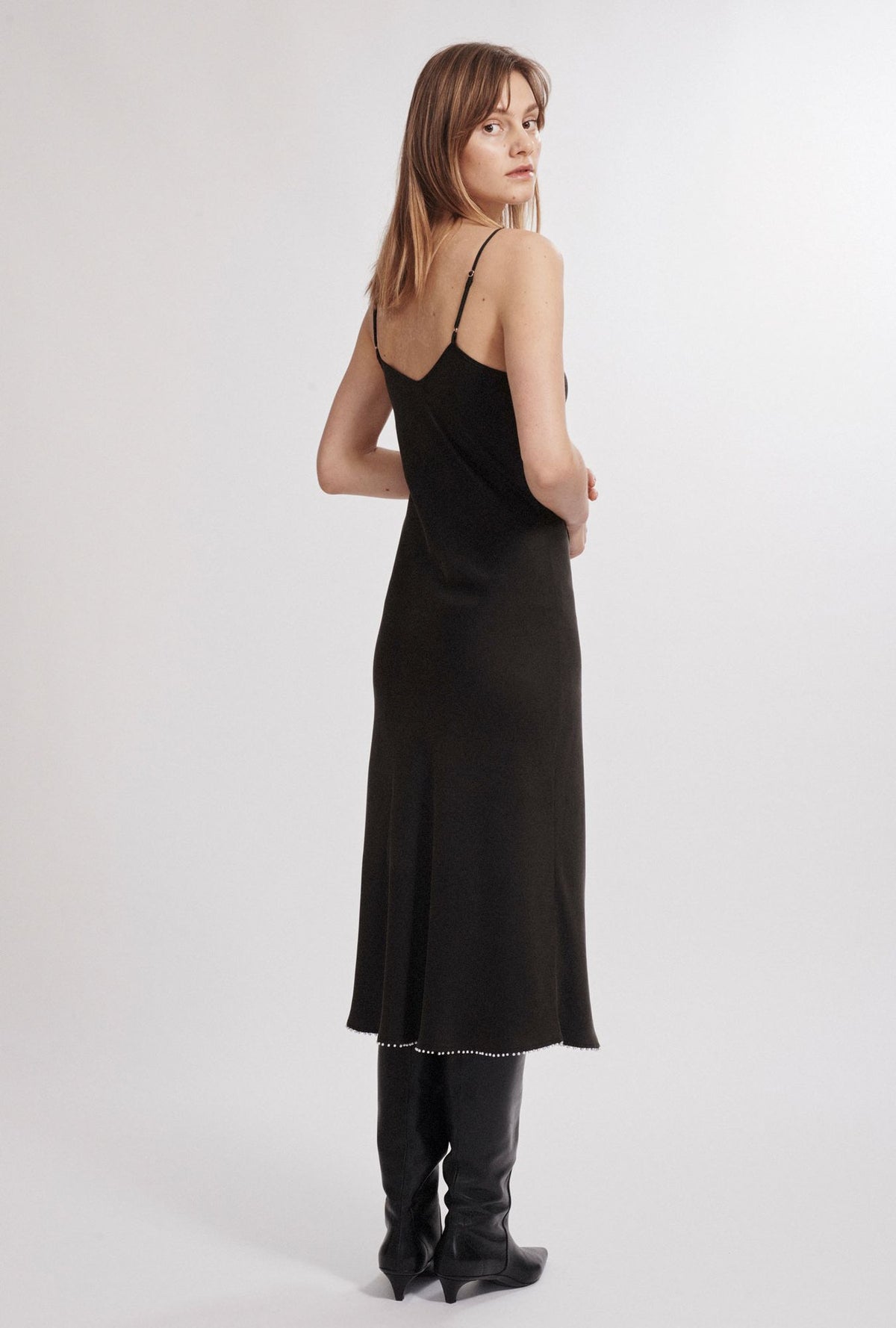 90S Pearl Slip Dress Black
