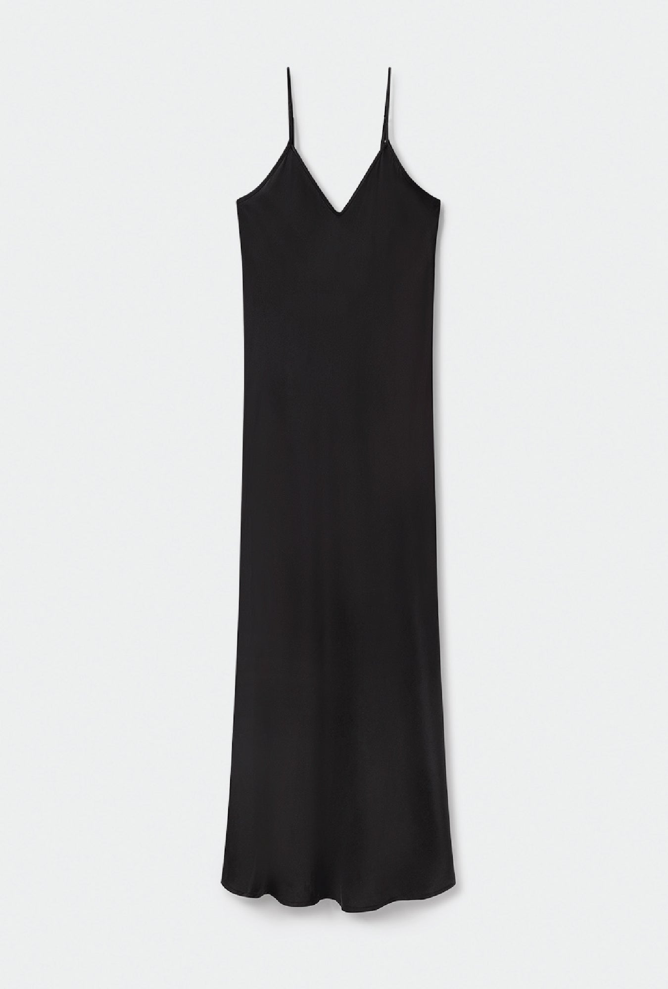 90S Slip Dress Black Satin