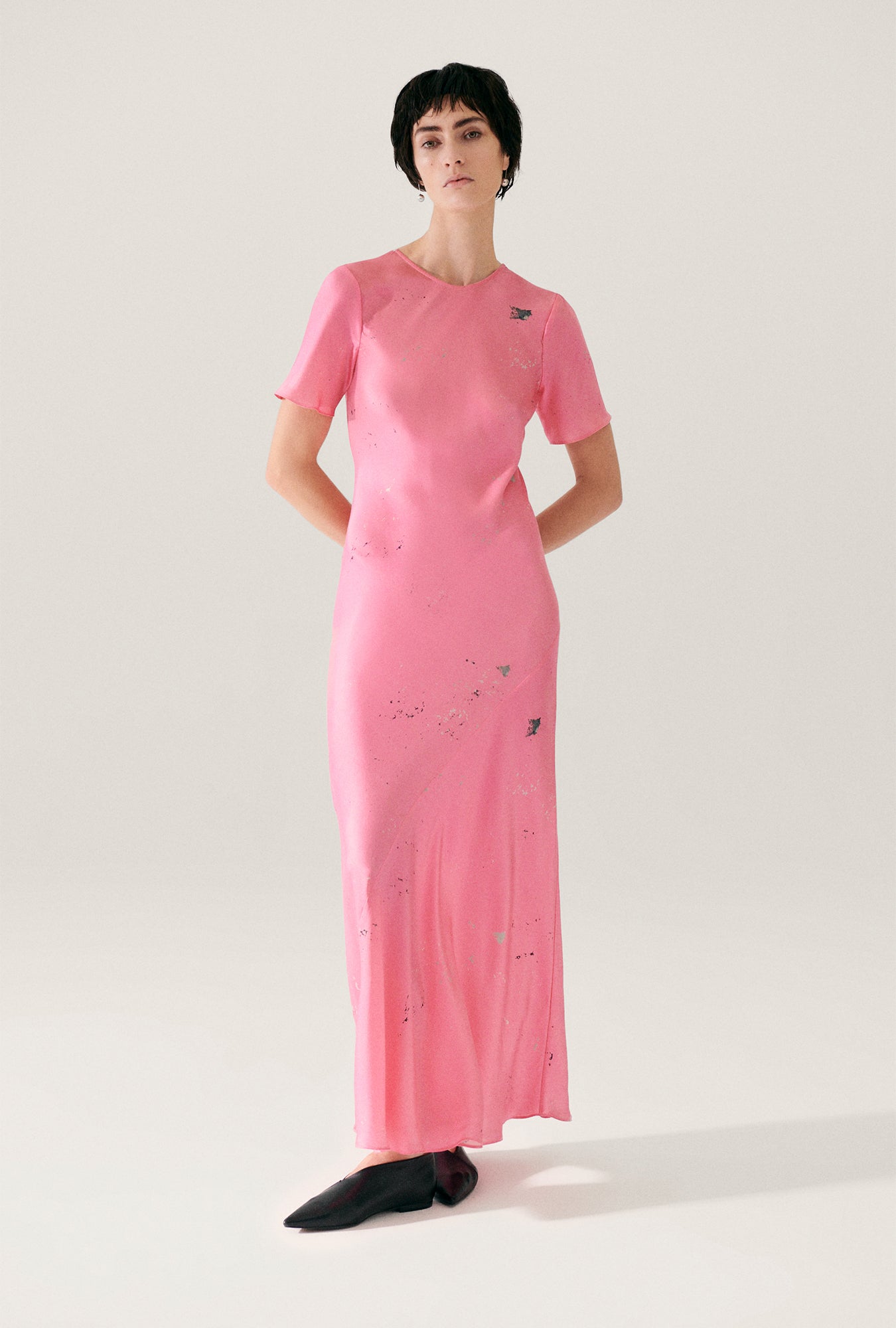 Short Sleeve Bias Dress Hog Wash