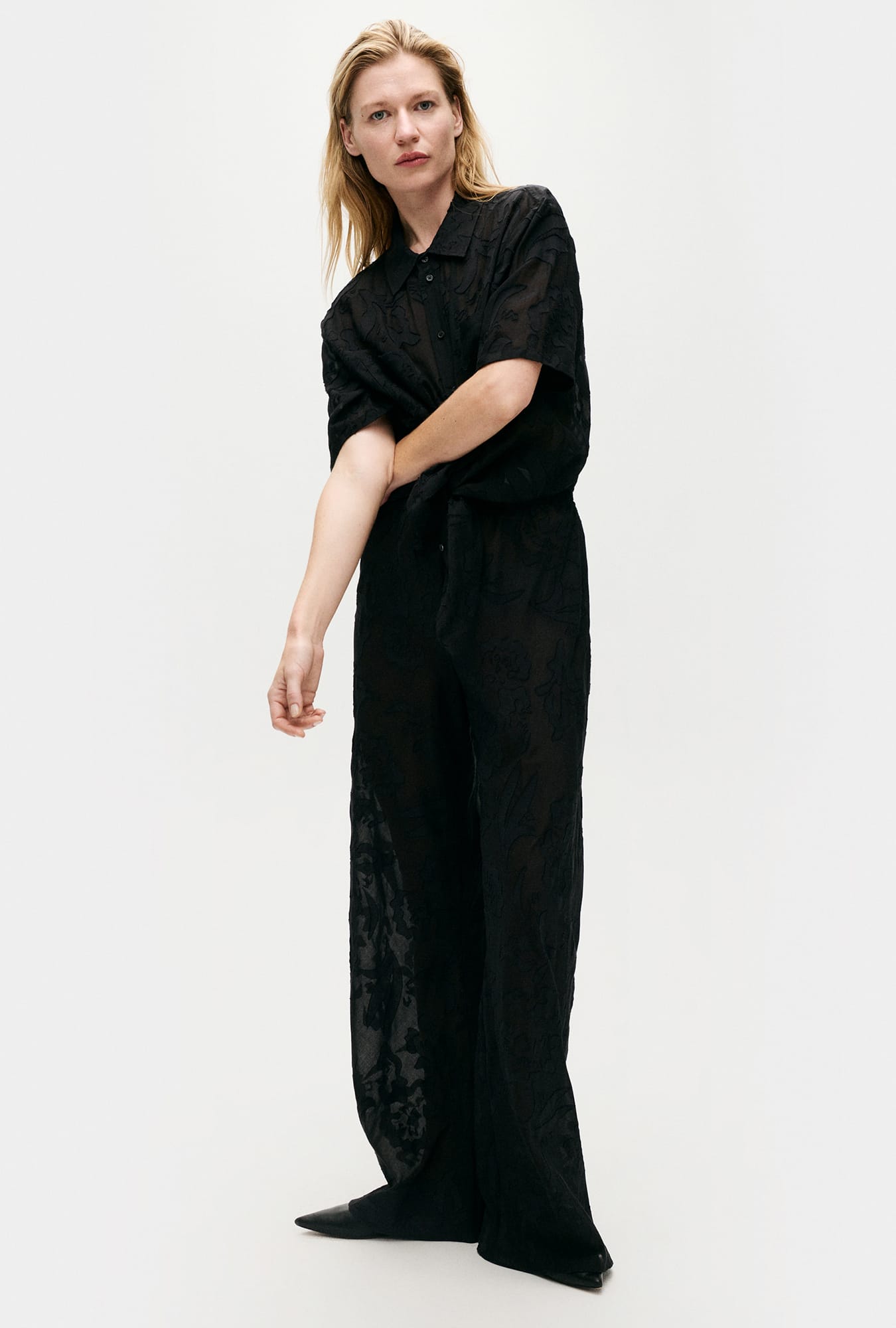 Clip Silk Bias Cut Pants Tulipa Black
