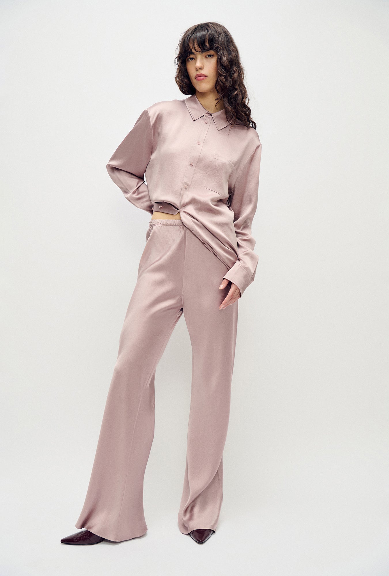 Hammered Bias Cut Pants Lasso