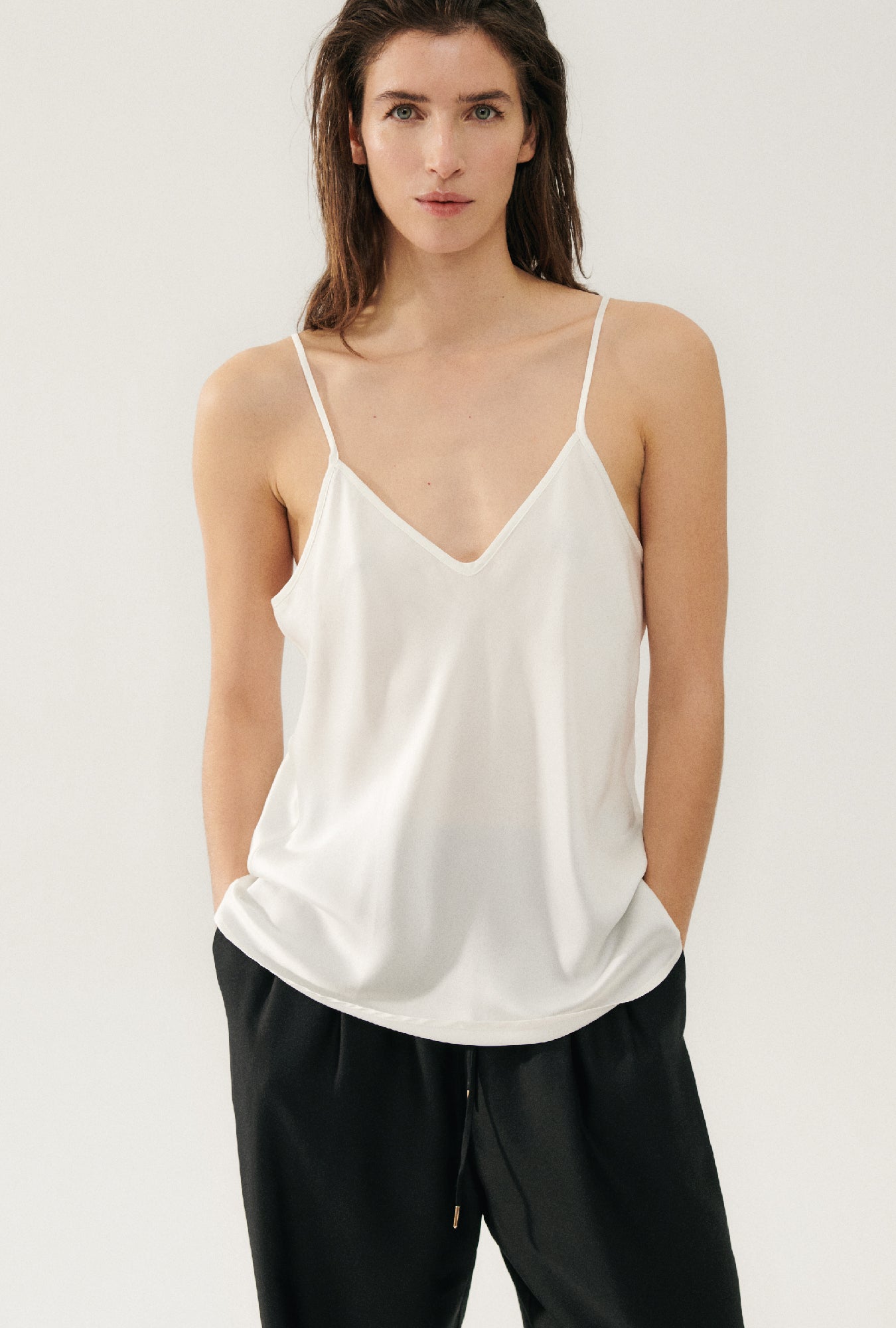 Bias Cut Cami White