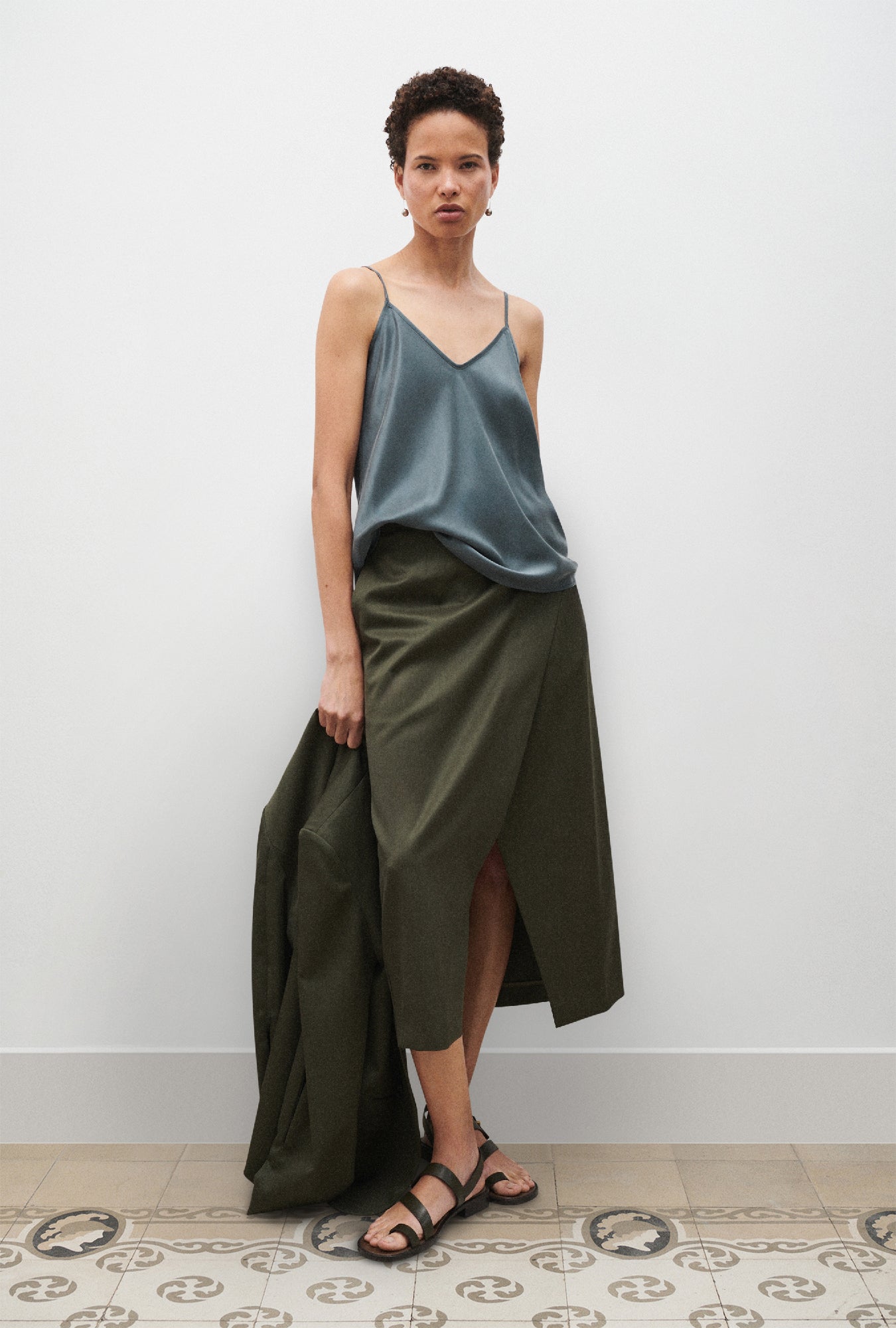 Bias Cut Cami Slate
