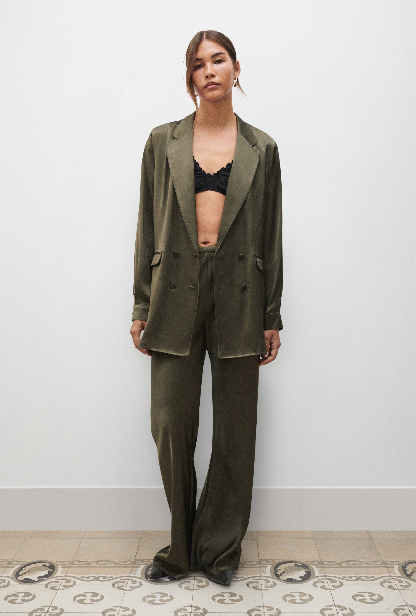 Bias Cut Pants Pine