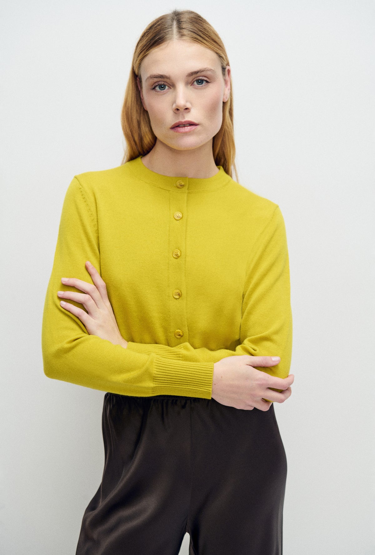 Cropped Cardigan Mustard Yellow