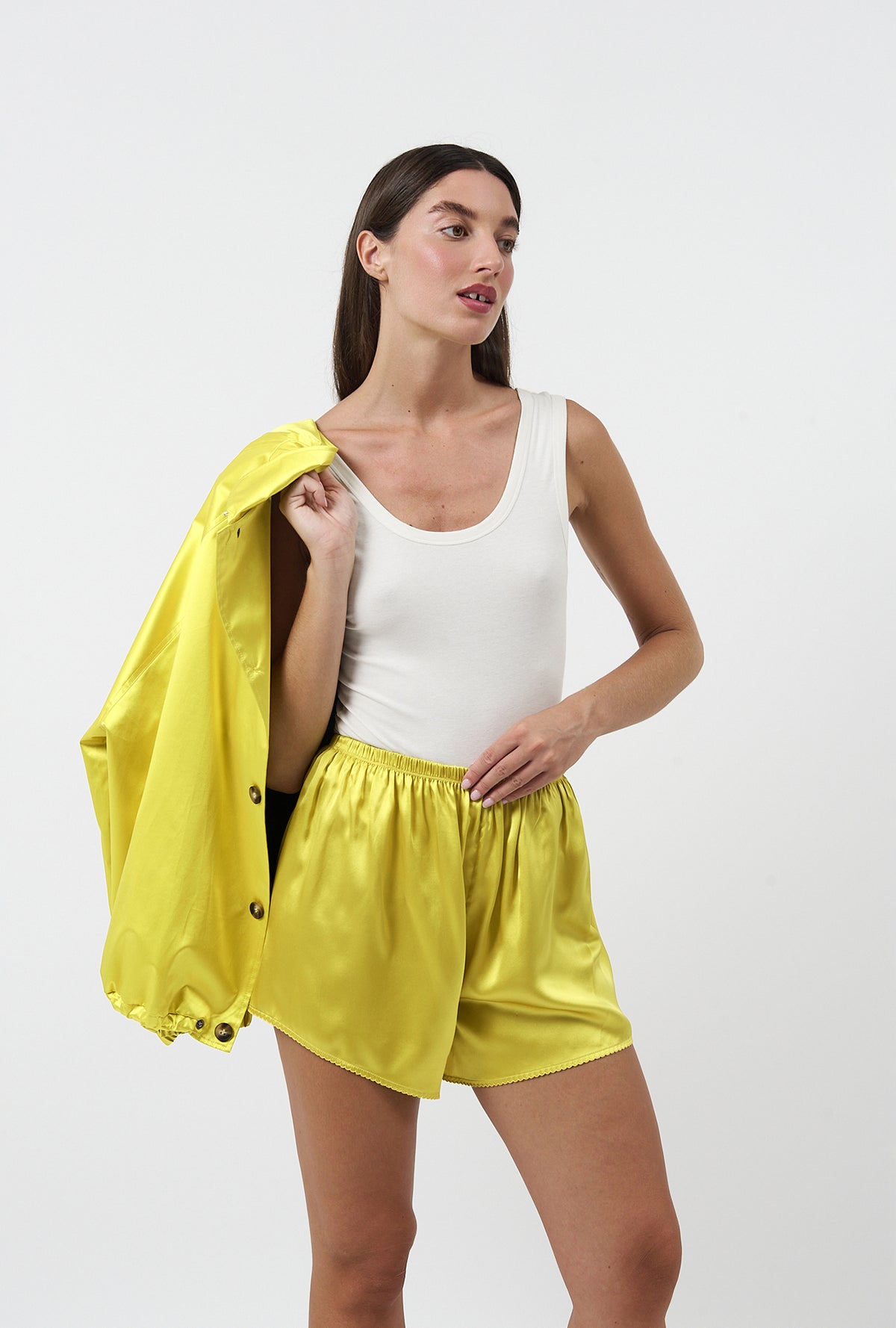 Mini Scallop Shorts Wood Poppy Yellow
