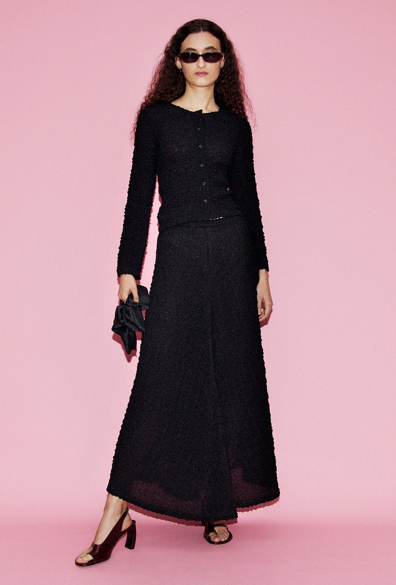 Pebble Long Sleeve Elena Top Black