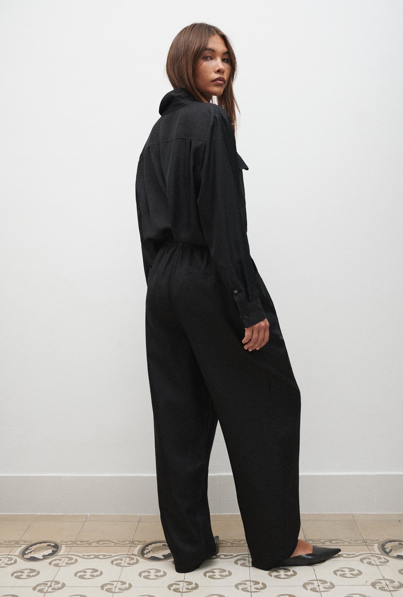 Twill Slouch Pants Black