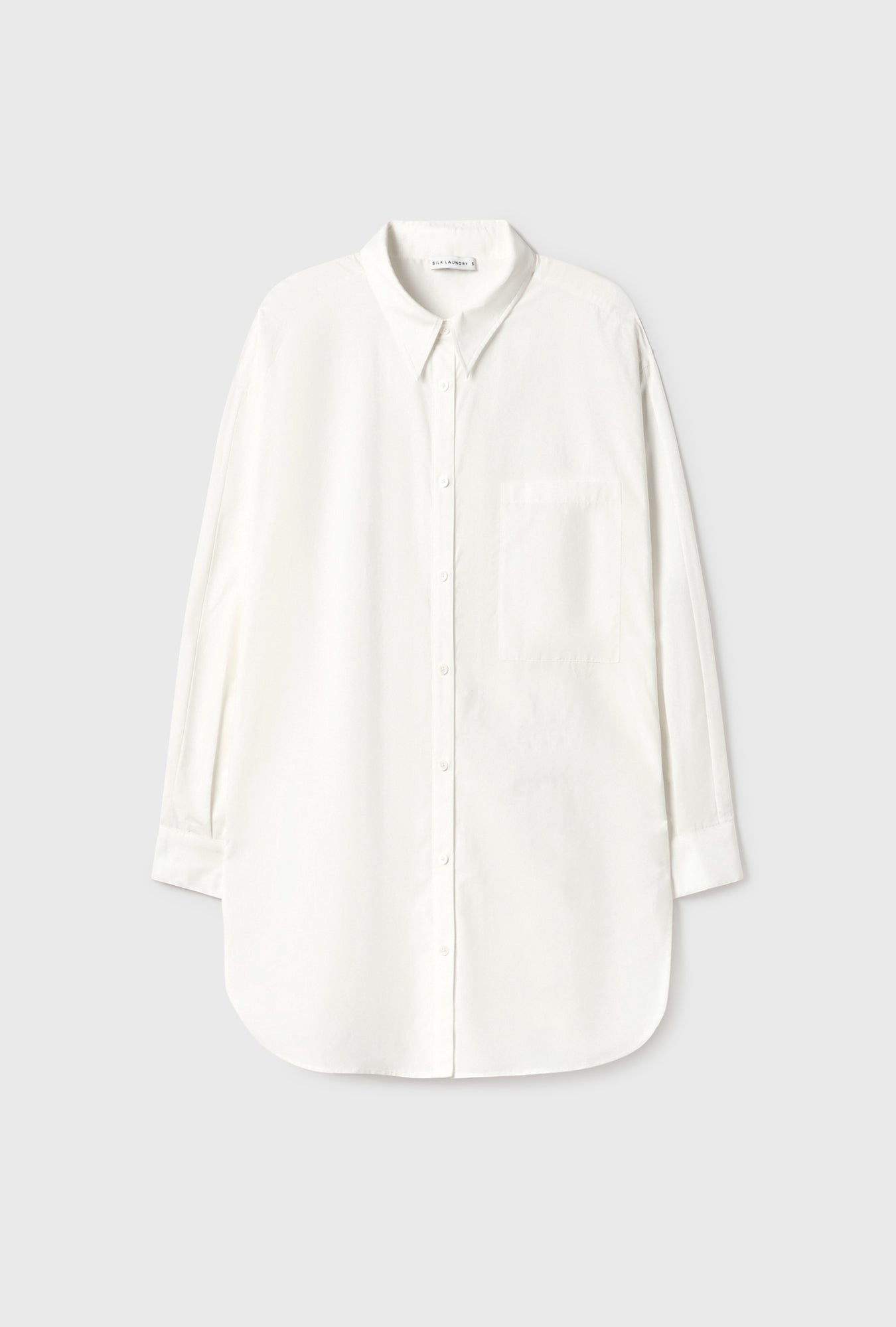 Cotton Silk Round Shirt White