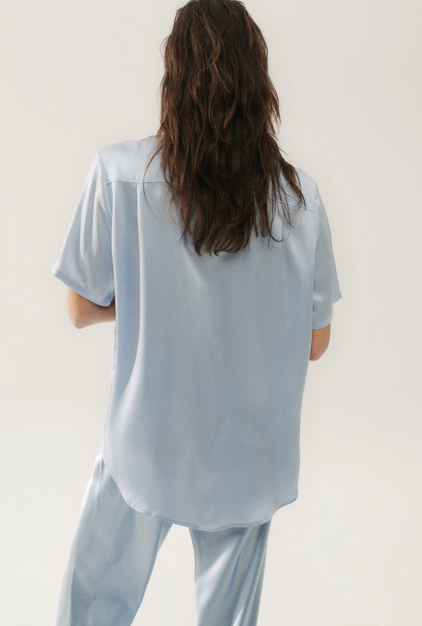 Short Sleeve Boyfriend Shirt Sky