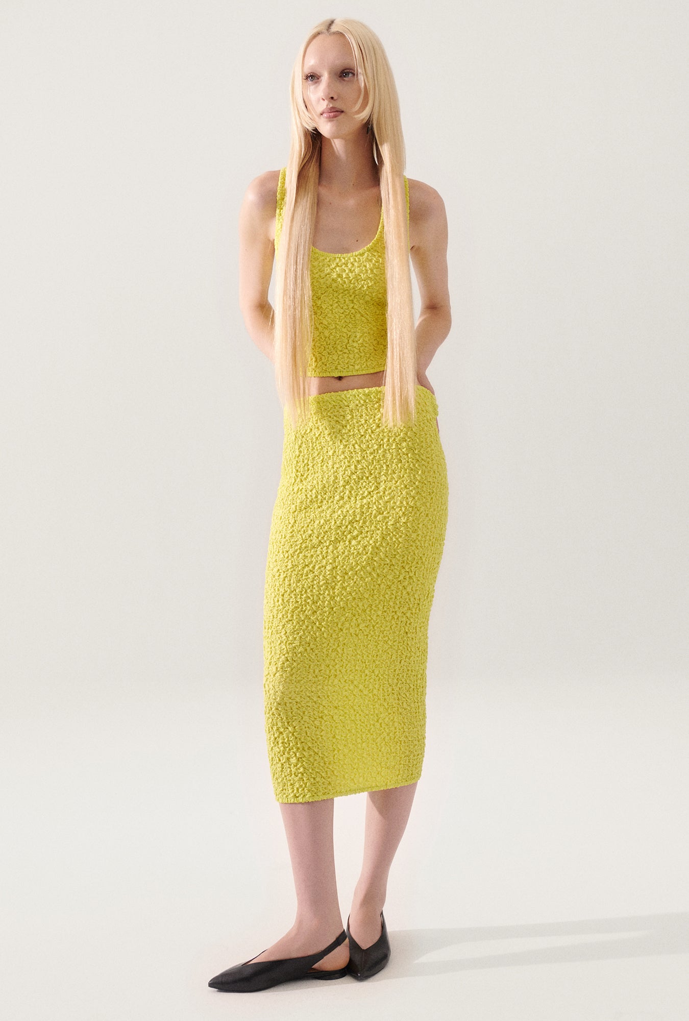 Popcorn Midi Skirt Absinthe