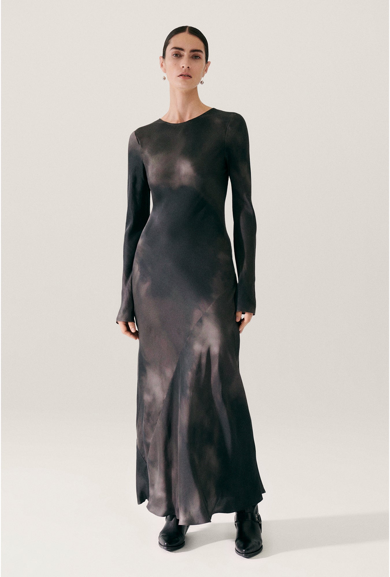 Full Sleeve Bias Dress Smoke