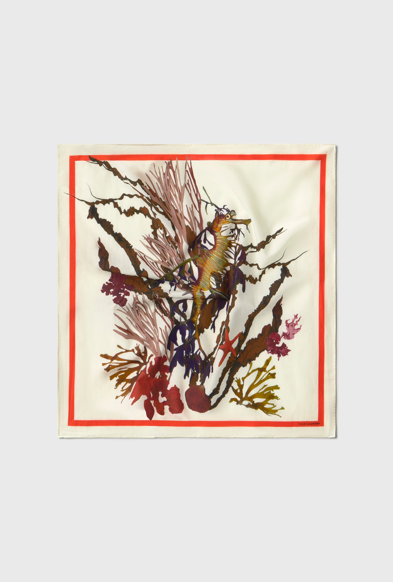 Cotton Silk Scarf Seahorse