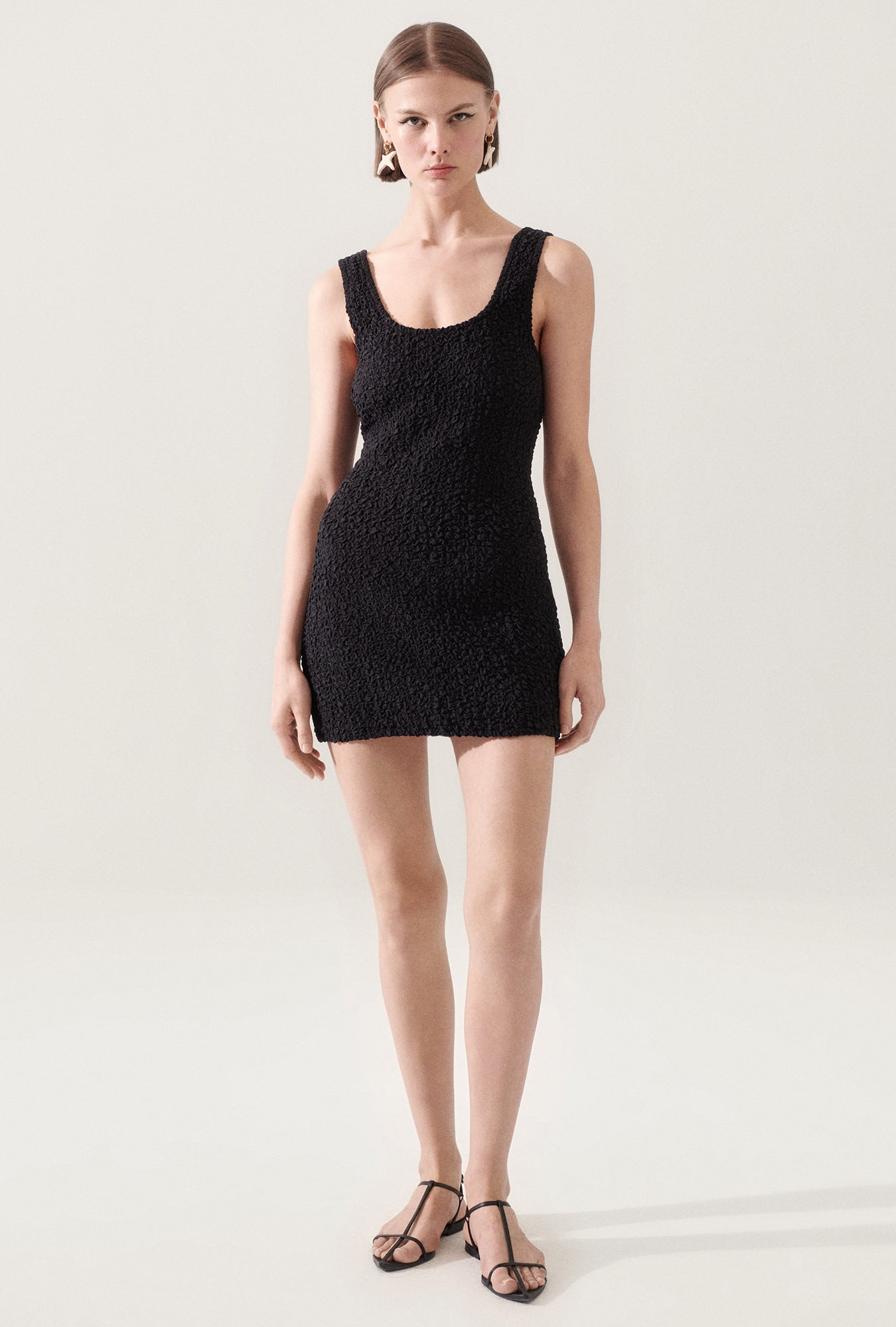 Popcorn Mini Dress Black