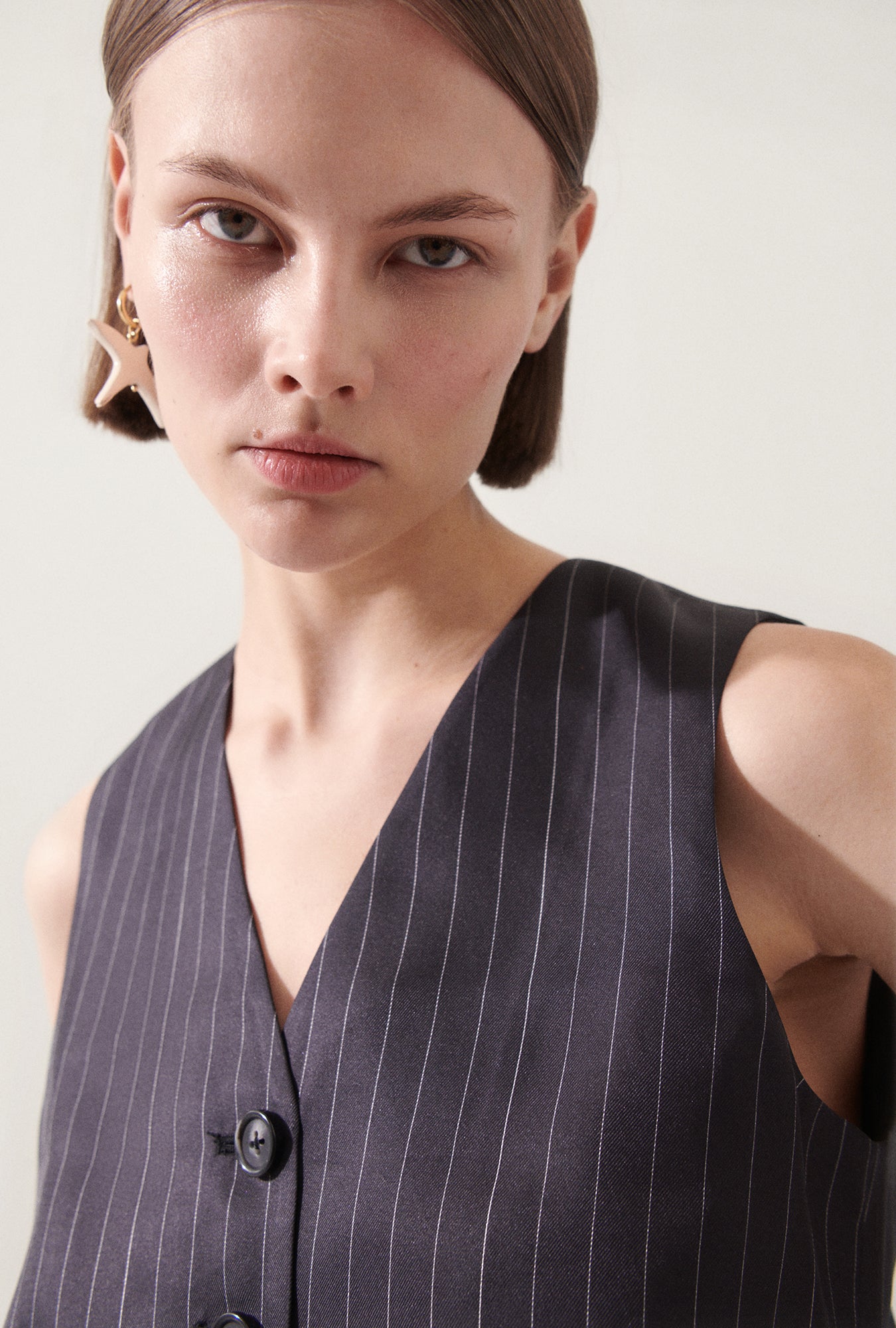 Twill Vest Pinstripe Black/White