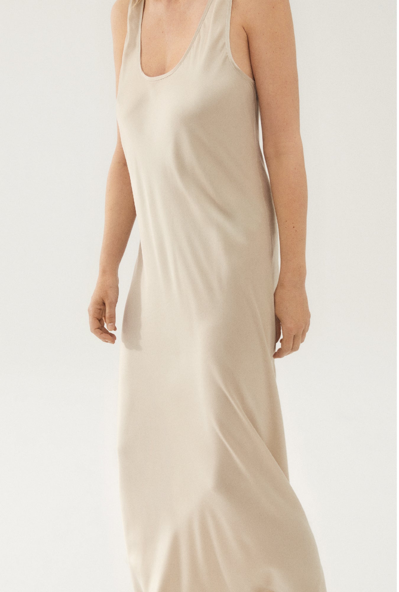 Silk Laundry Scoop Neck Dress Hazelnut at Nordstrom, Size Small AU