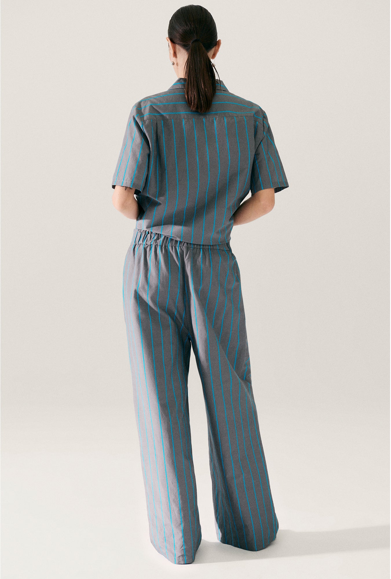 Cotton Silk Paper Bag Pants Oxygen Stripe