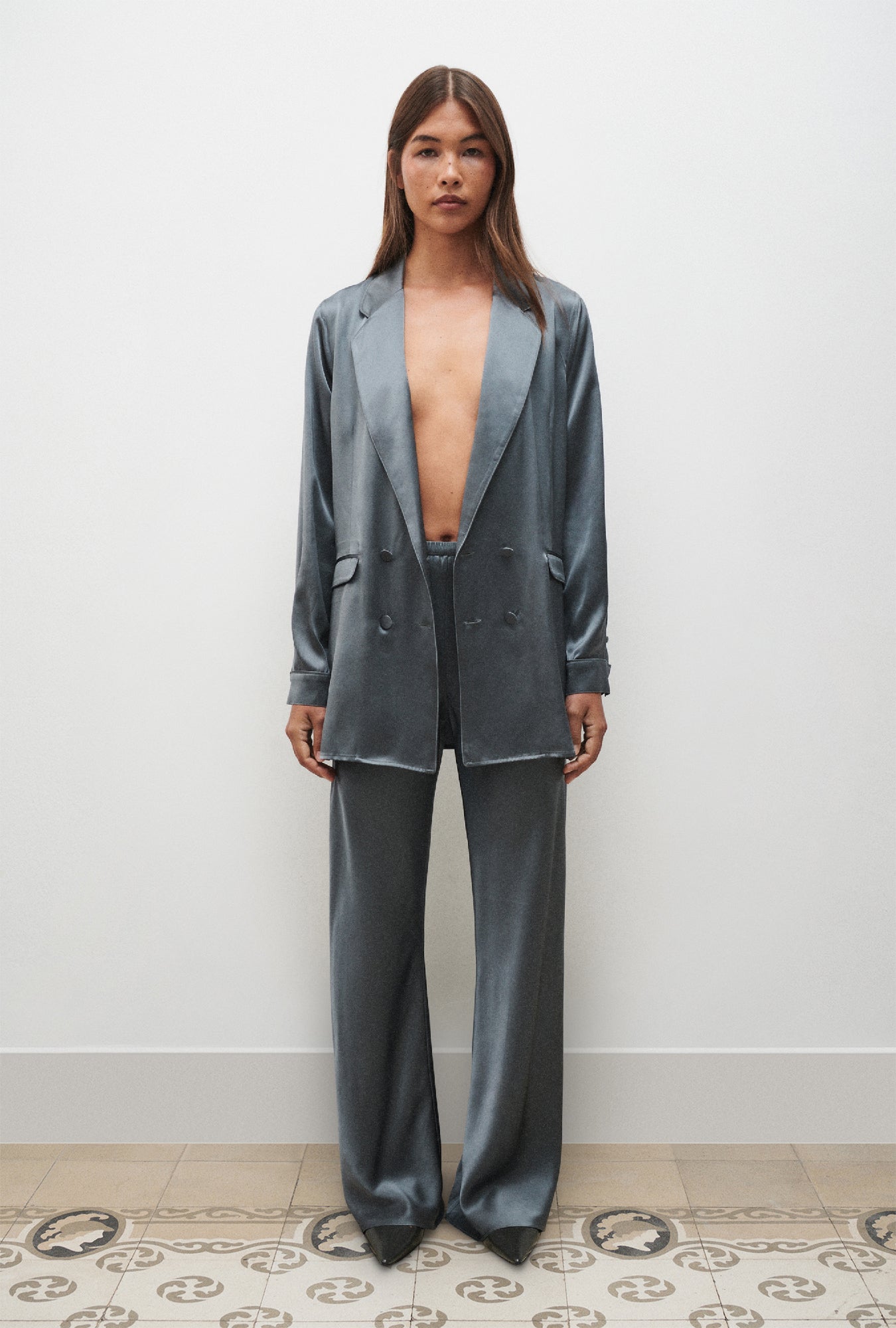 Bias Cut Pants Slate