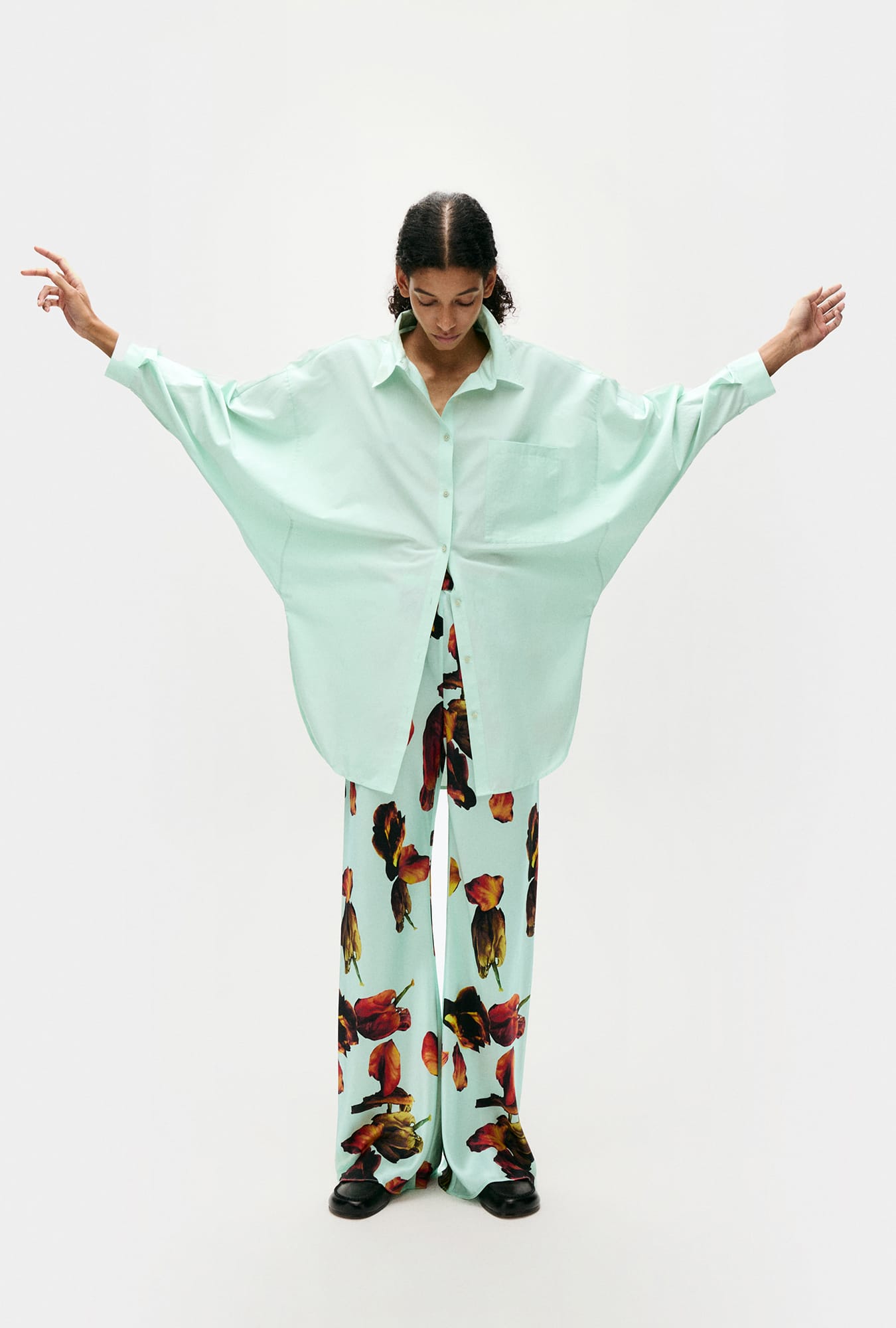 Cotton Silk Round Shirt Dew