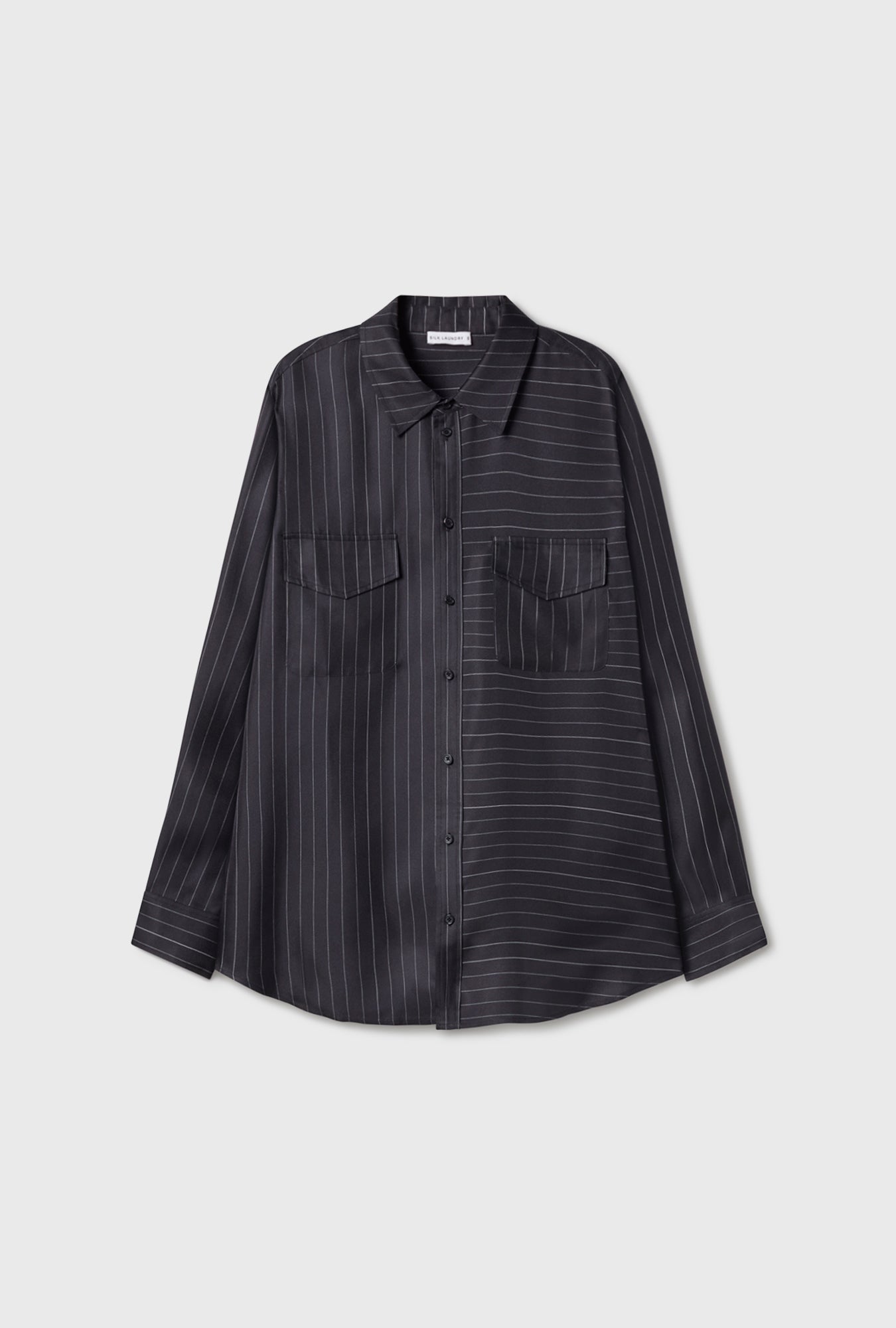Twill Boyfriend Shirt Pinstripe Black / White