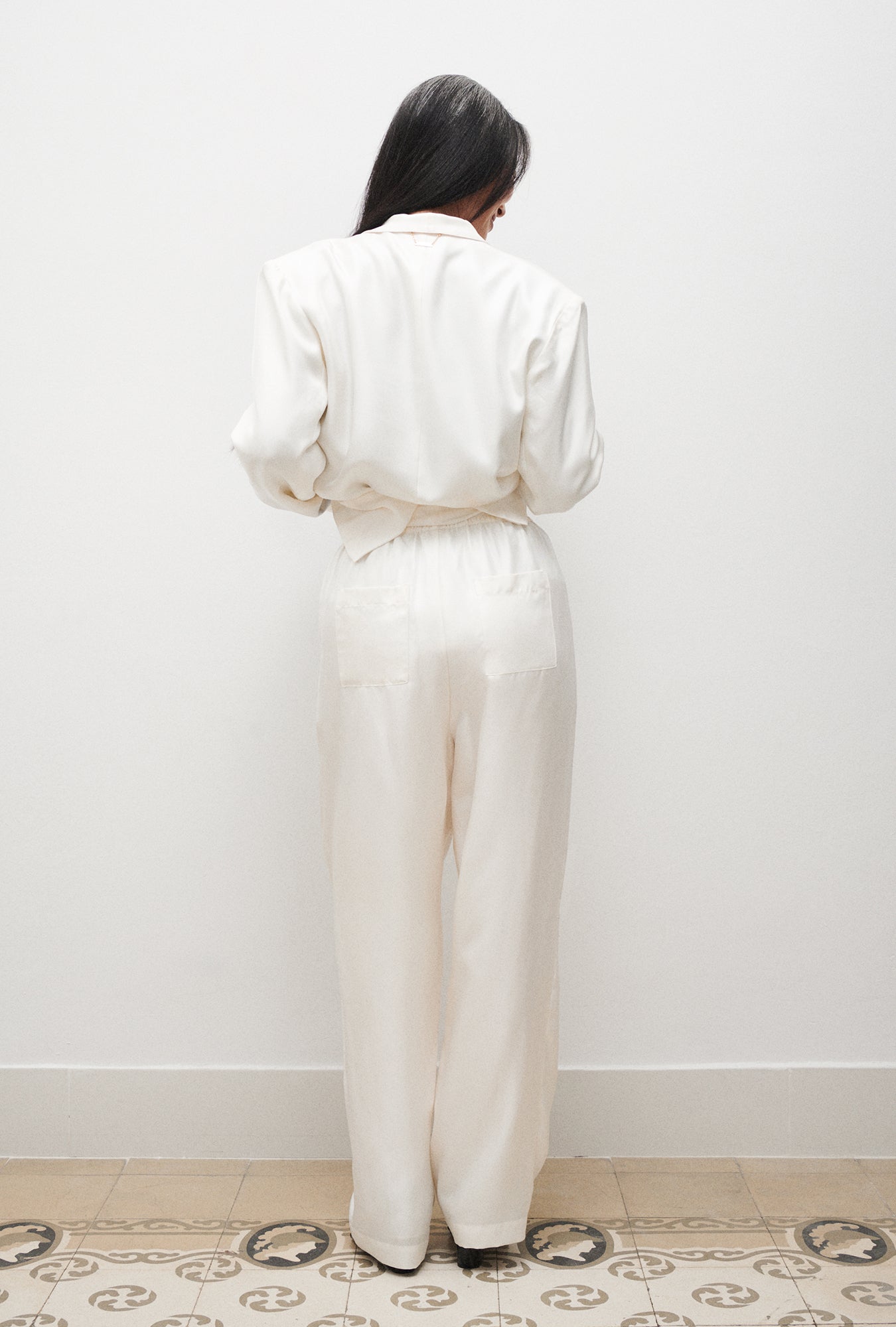 Twill Slouch Pants White