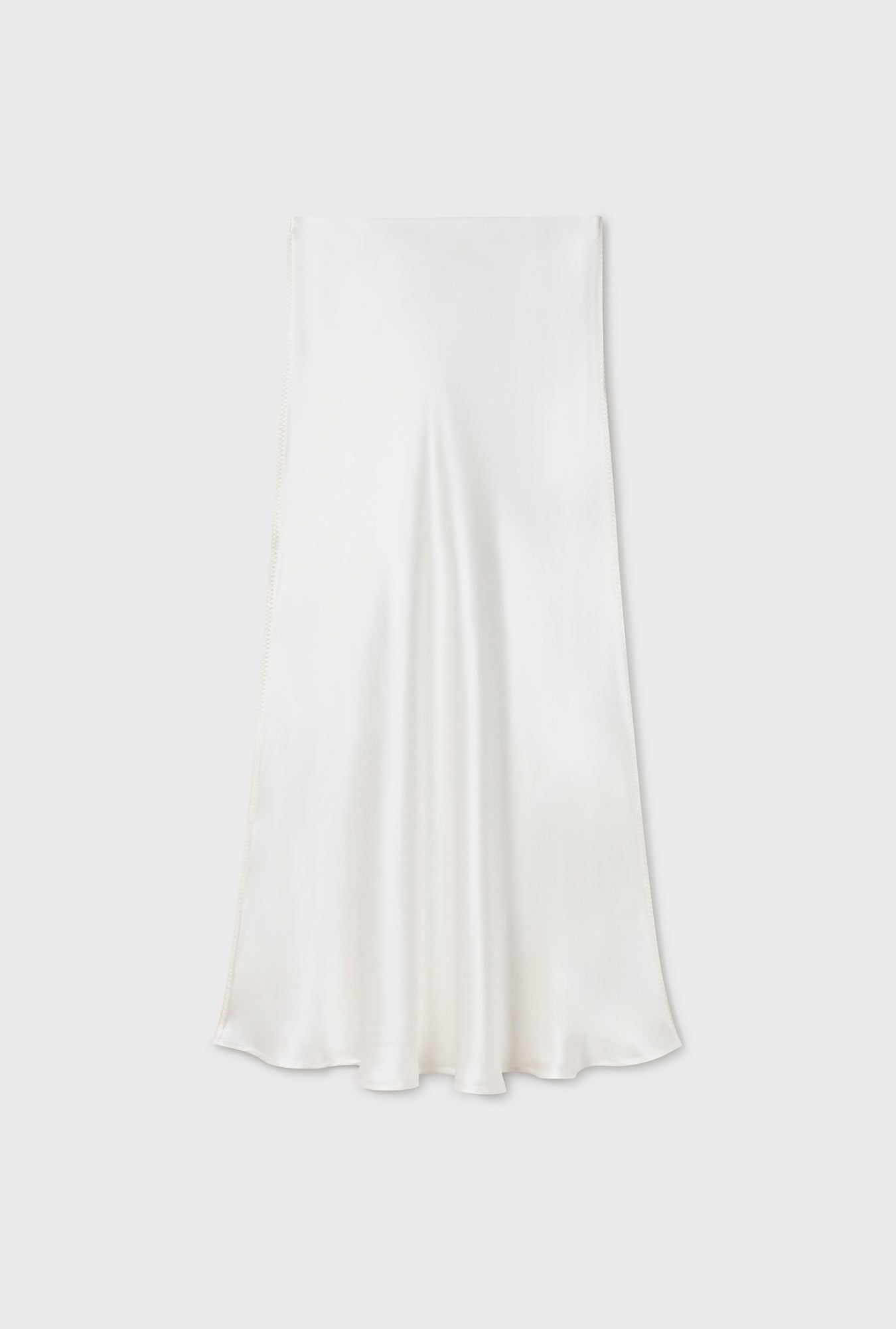 Long Bias Cut Skirt Blanket Stitch Off-White