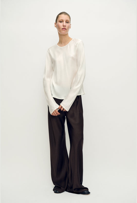 Long Sleeve Bias Top White