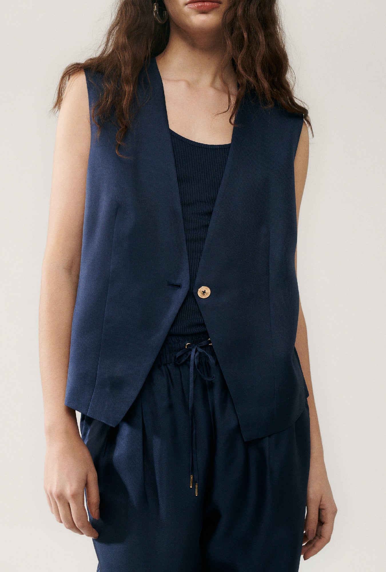 Twill Slouch Vest Midnight