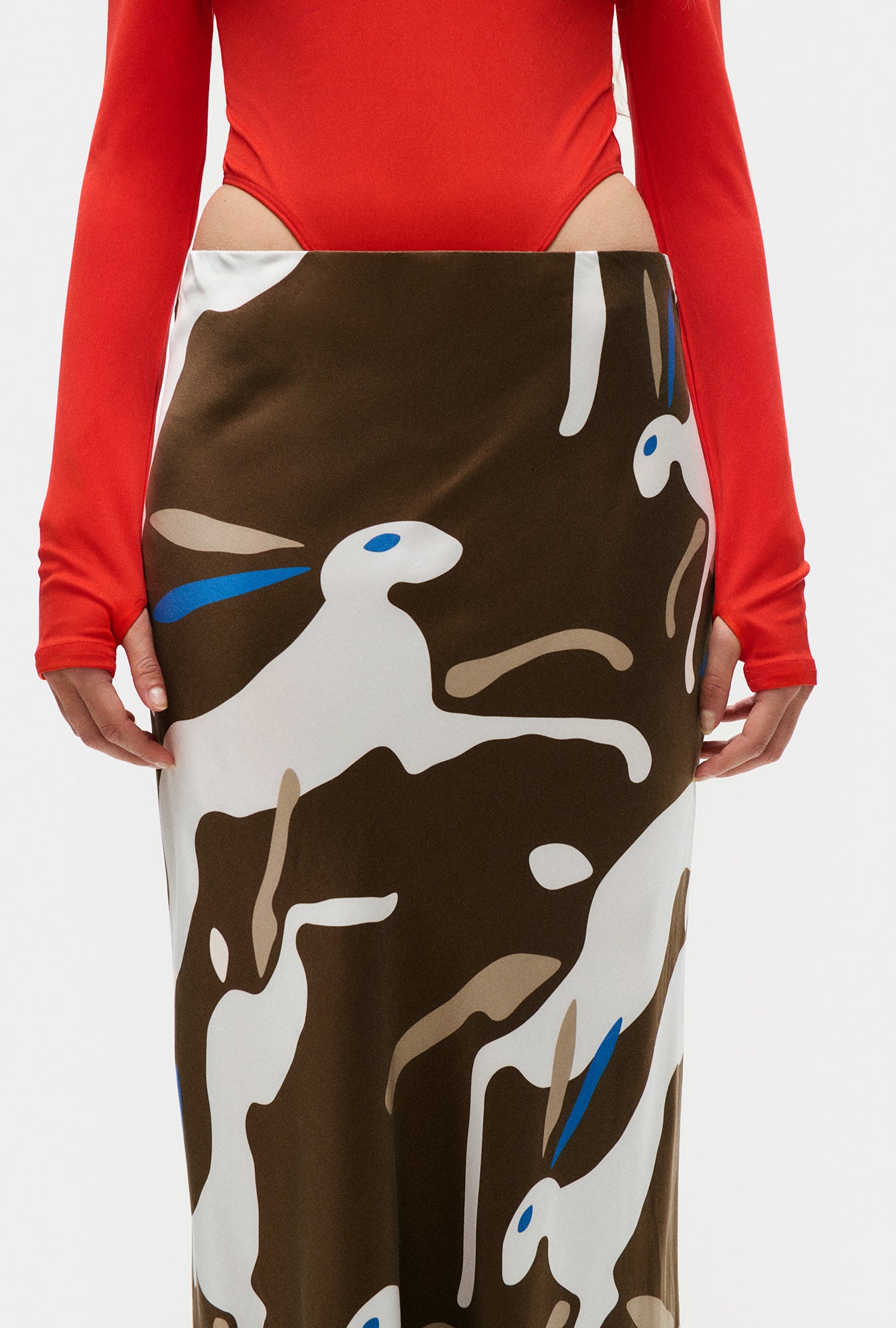 Long Bias Cut Skirt Rabbit Dark Earth