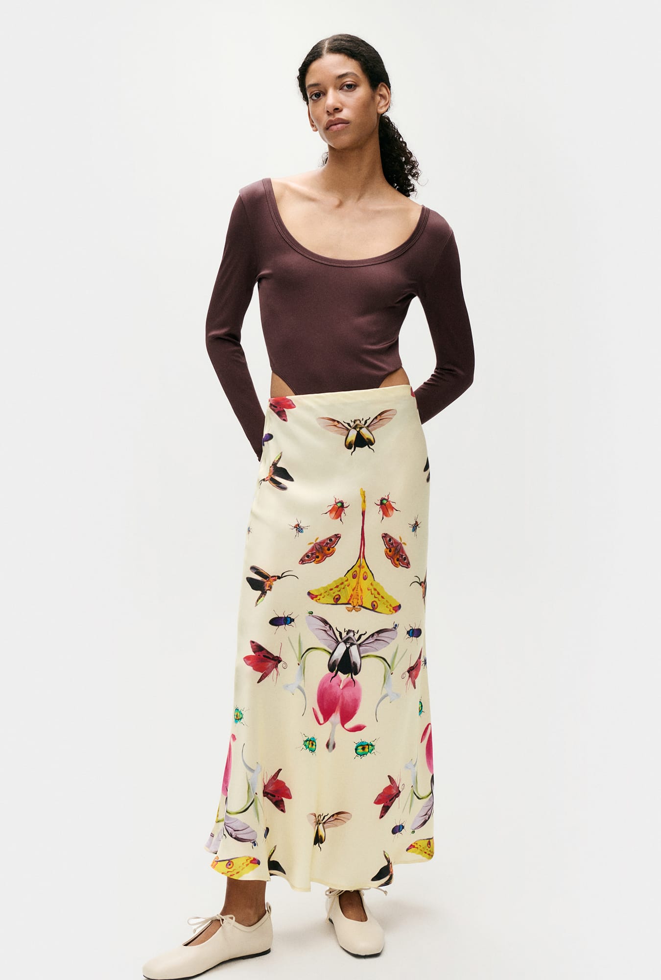 Jersey Modal Long Sleeve Cutaway Bodysuit Cacao