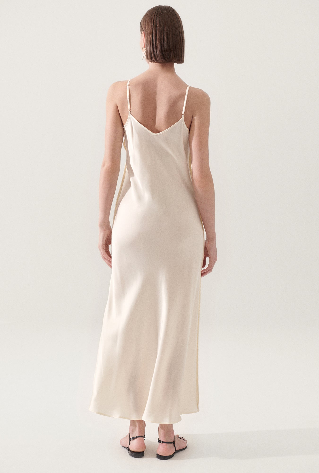 90S Slip Dress Blanket Stitch Off-White