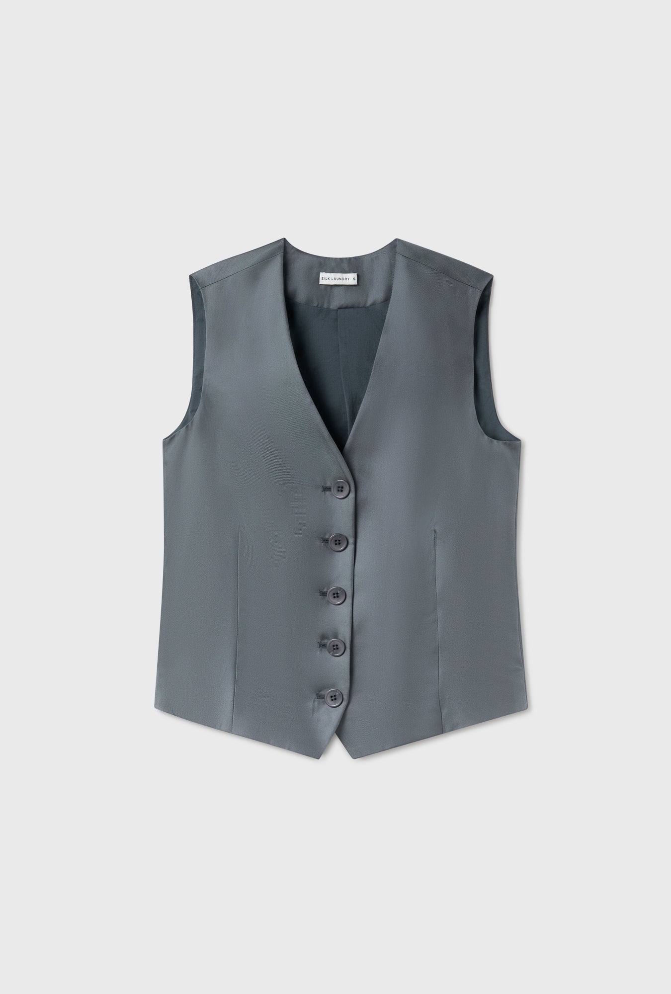 トップス C-1 Vest - Feather PC Twill / H.Grey Men's Cotton Cashmere 1/4 Mock Neck Vest | Alashan Cashmere