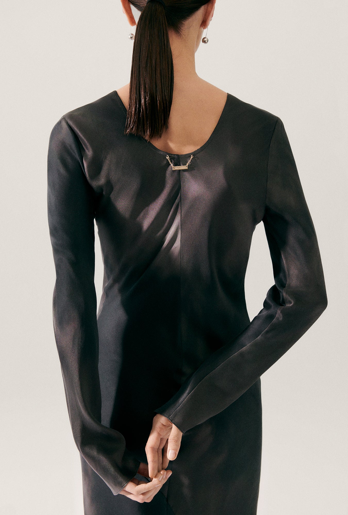 Full Sleeve Bias Dress Smoke