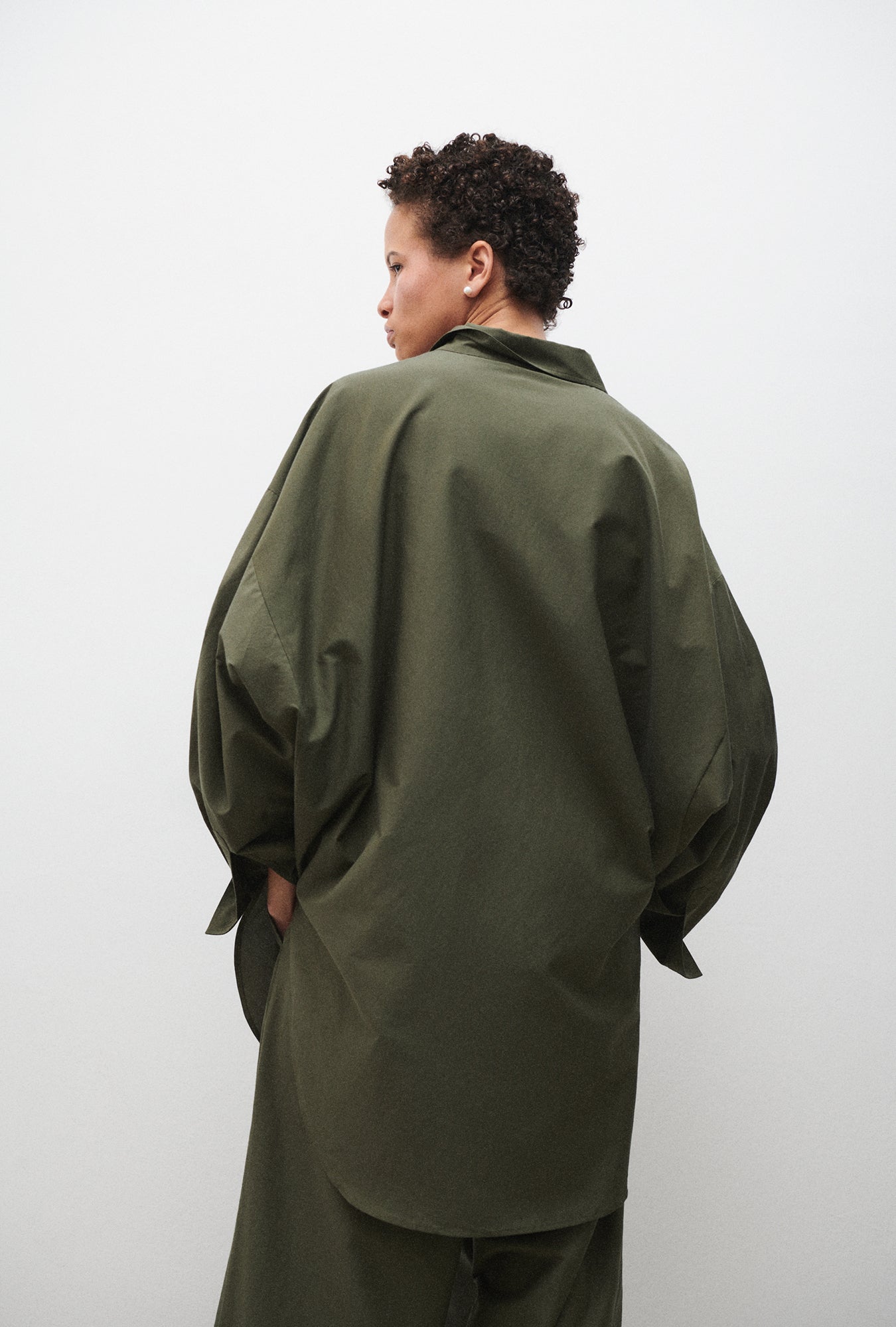 Cotton Silk Round Shirt Pine