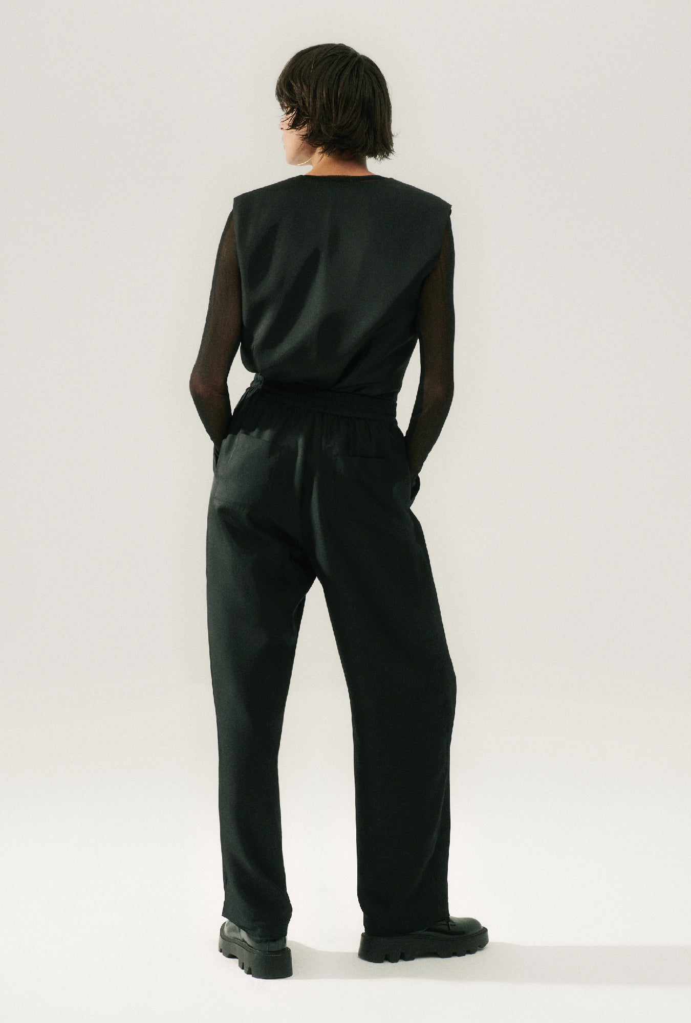 Twill Slouch Pants Black