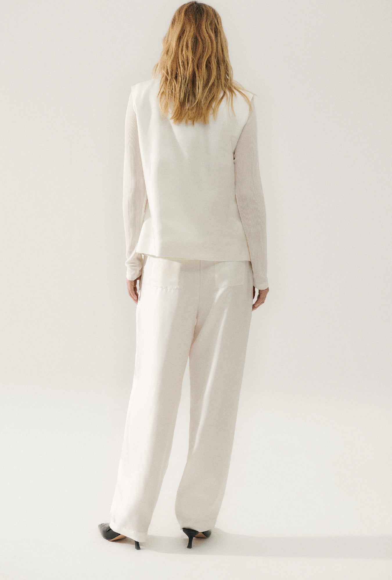 Twill Slouch Pants White