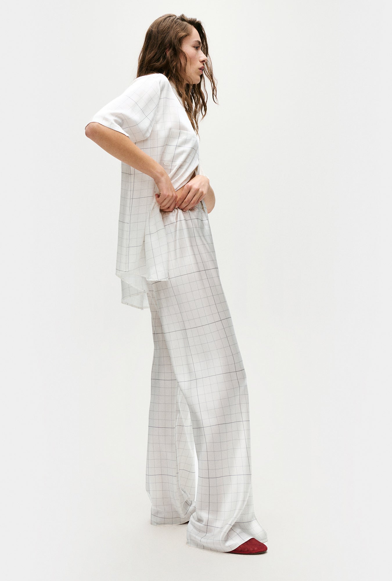 Bias Cut Pants Grid